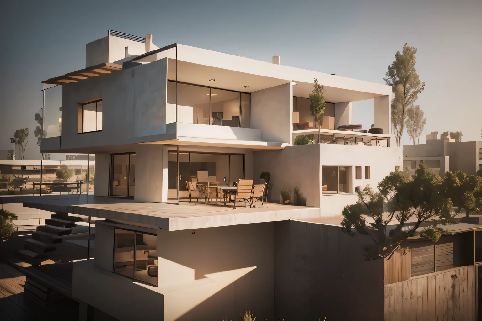 chef-d&#39;Ouvrages d&#39;art, best quality, Photo brute, 8K, Very detailed, Maisonv1, architecture, une photo d&#39;une maison moderne, façade, perspective, des arbres, natural light, Day light