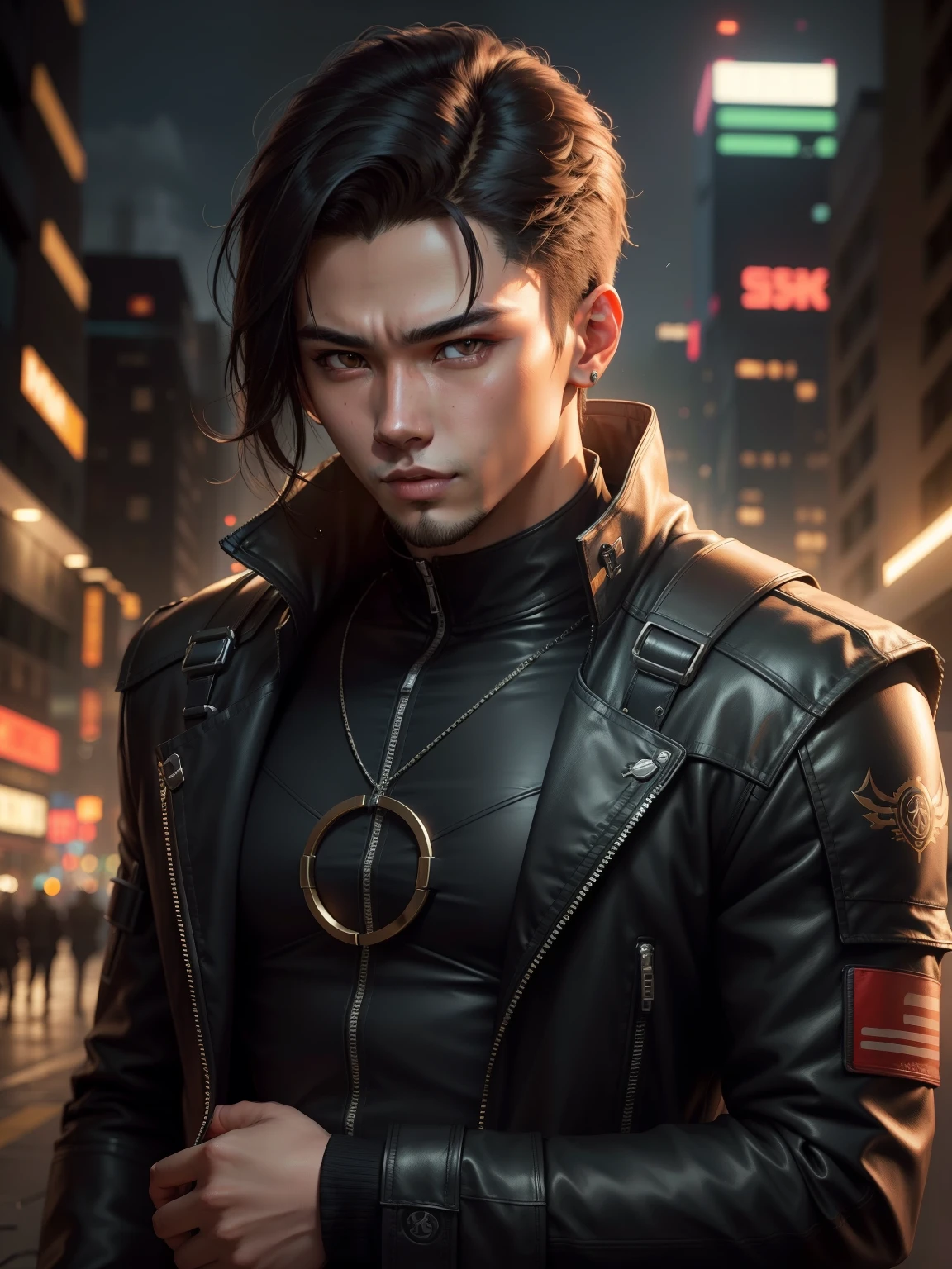Change background, Cyberpunk handsome guy. teenager, Thai person, 8k realistic faces, ultra realistic.