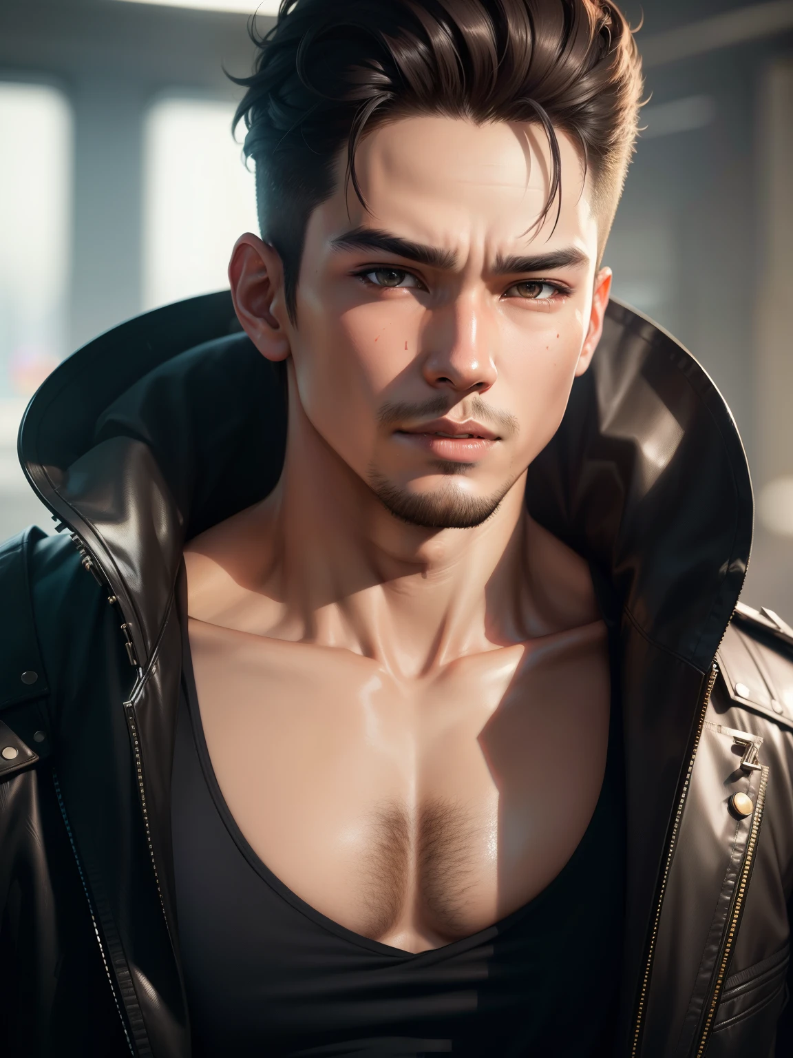 Change background, Cyberpunk handsome guy. ager, Thai person, 8k realistic faces, ultra realistic.