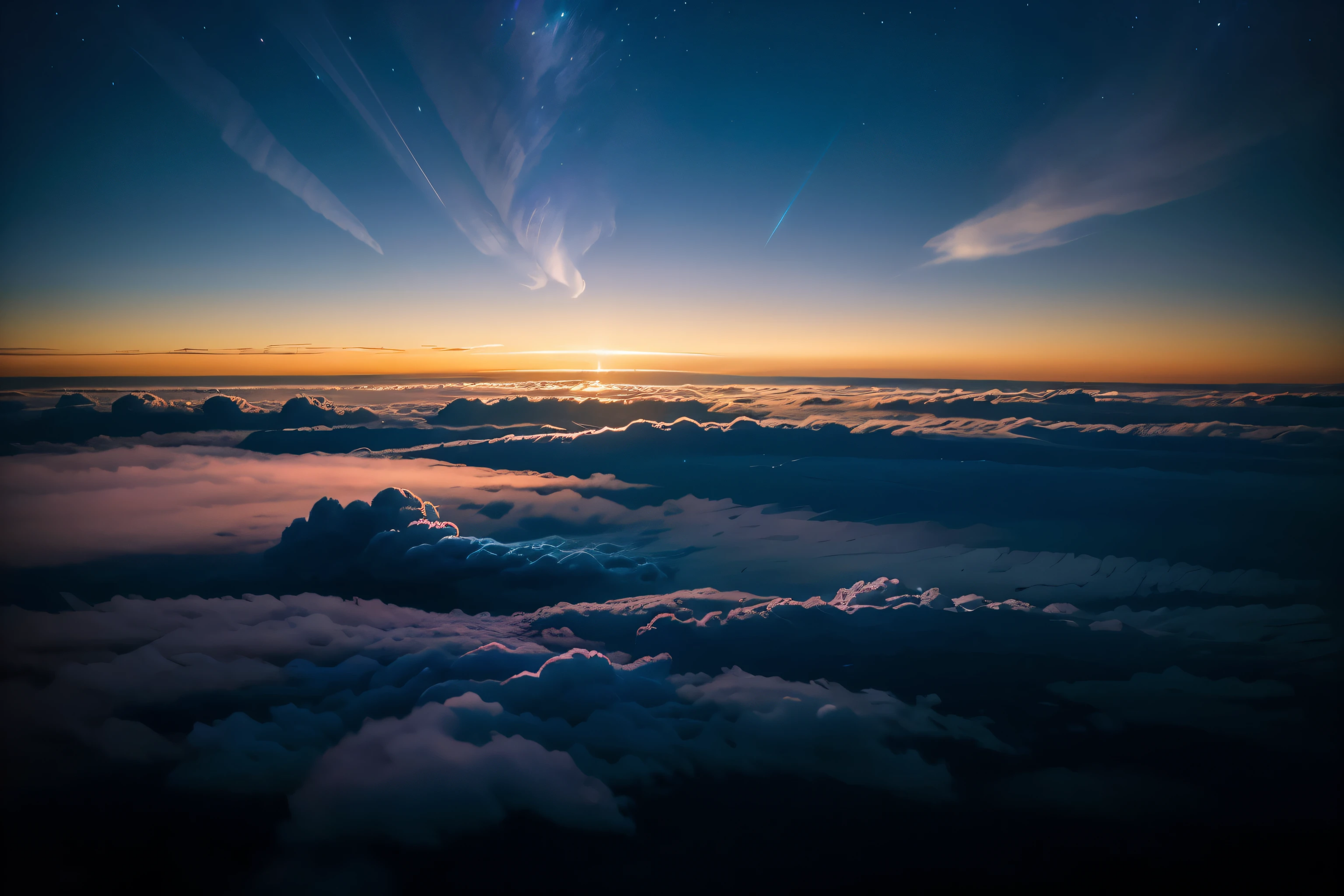 Shining like a sapphire in the evening sky., The night clouds are mesmerizing with their bright blue colors.. These are hard to find., The formation of light occurs in the upper atmosphere during twilight., Create stunning images that are almost out of this world.. In this amazing painting, Tiny clouds slowly move around., Reflects faint light Show the beauty of the sky. The artist's meticulous brushwork brilliantly captures the mesmerizing essence of these shimmering clouds., It creates a feeling of surprise and shock in the audience..