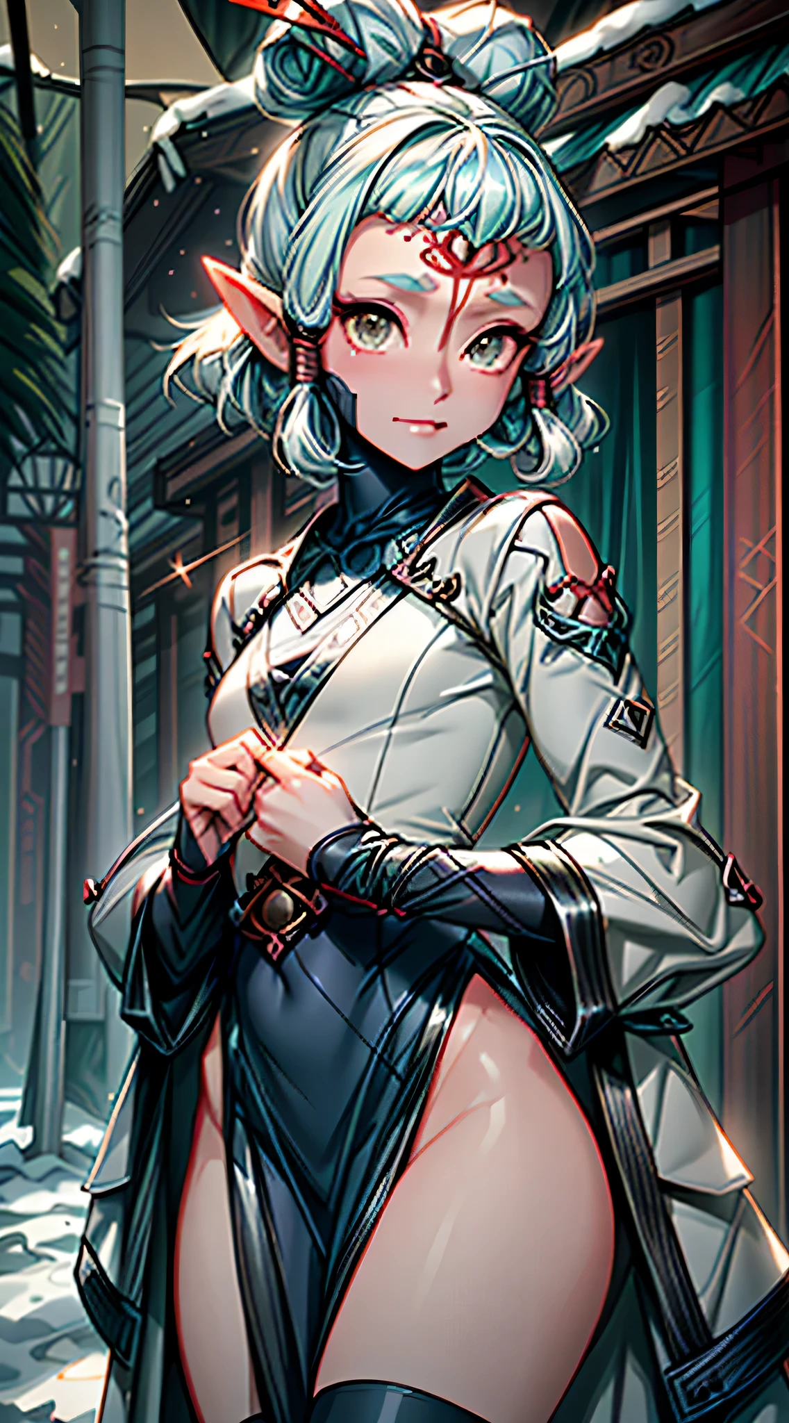paya, cute elf,(((little ,tiny little body,little))),(((6 ))),((anime elf with extremely cute and beautiful aqua hair)), (((elf,elf ears))), ((lesbian,yuri)),(((flat chest))),((((aqua hair:1.35,undercut aqua hair,short hair,colored inner hair,ear breathing)))),(((aqua_eyes:1.3))),intricate eyes,beautiful detailed eyes,symmetrical eyes,big eyes:1.5,(((dark skin,dark_skin,lustrous skin:1.5,bright skin: 1.5,skin tanned,shiny skin,very shiny skin,shiny body,plastic glitter skin,exaggerated shiny skin,illuminated skin))),(,detailed body,(detailed face)), cute,slutty,erotic,daring,(((nsfw))), zettai ryouiki,revealing clothing,show skin,(((Sexy aqua fur coat, aqua fur coat outfit, wearing a ice dress:1.3,aqua winter coat))), ((ice dress,elegant ice dress)),(white gloves,white clothes,(((intricate outfit,intricate clothes,embroidered outfit,ornate outfit,embroidered clothes,ornate clothes))), (dynamic pose:1.0),embarrassed,(centered,scale to fit dimensions,Rule of thirds), ((snowy pine forest)),winter,scenery:1.25,((intricate scenery)),((snow forest background)),Christmas tree, (Glossy winter ornaments),highres,sharp focus,(ultra detailed,extremely detailed),(photorealistic artwork:1.37),(extremely detailed CG unity 8k wallpaper),(((vibrant colors,vibrant theme))),(intricate),(masterpiece),(best quality), smiling, happy,
