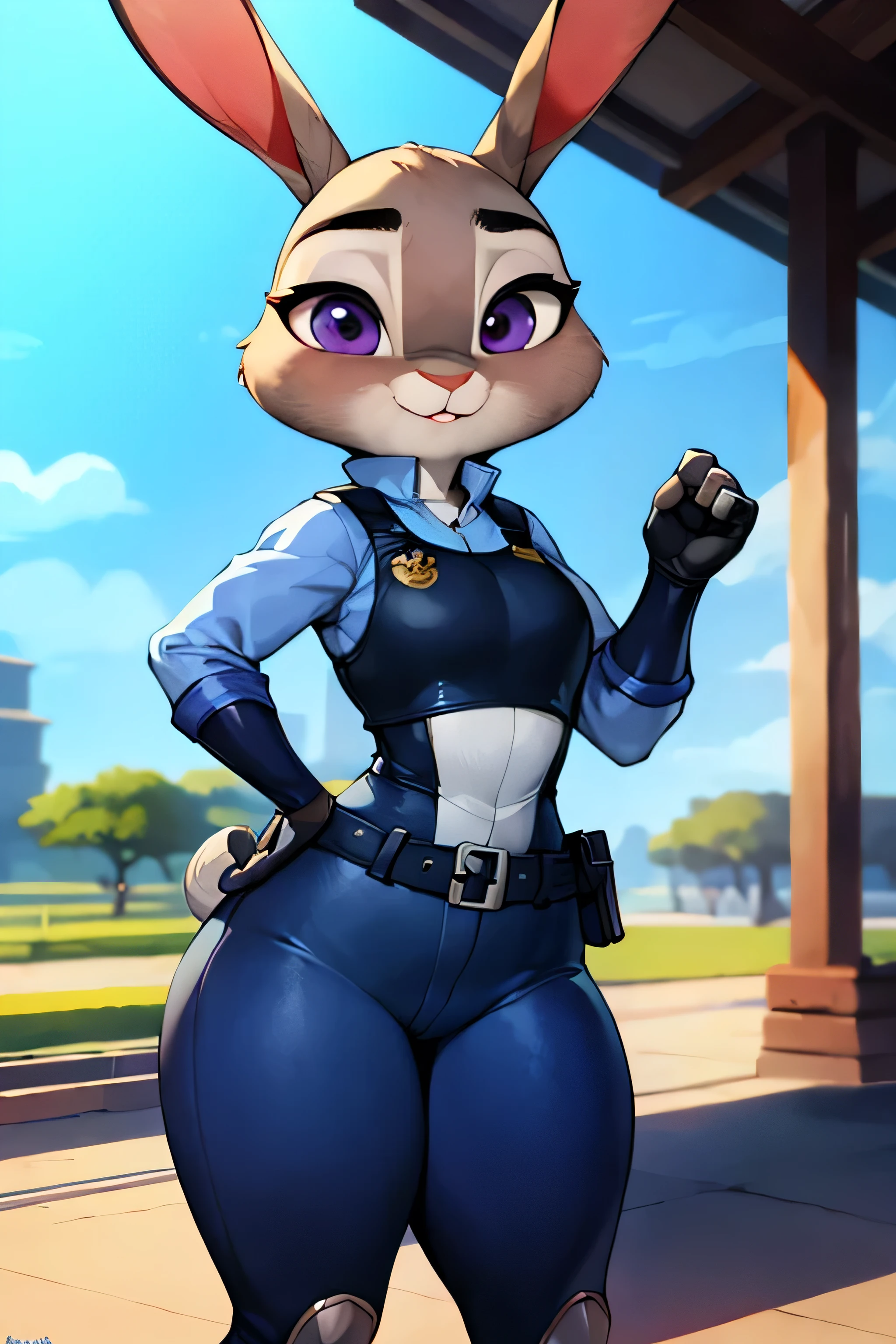 best quality, masterpiece, solo, 1girl,  JudyHopps, police uniform,