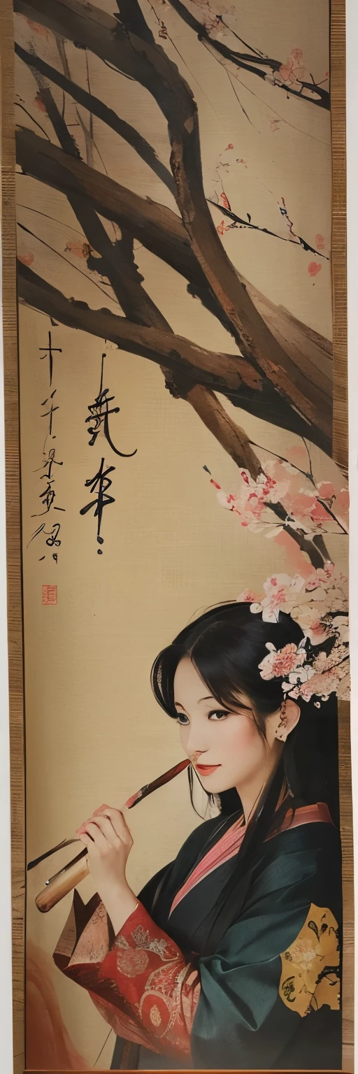 hanging scroll、Sumi-e、beauty painting、Bewitching、Japanese painting