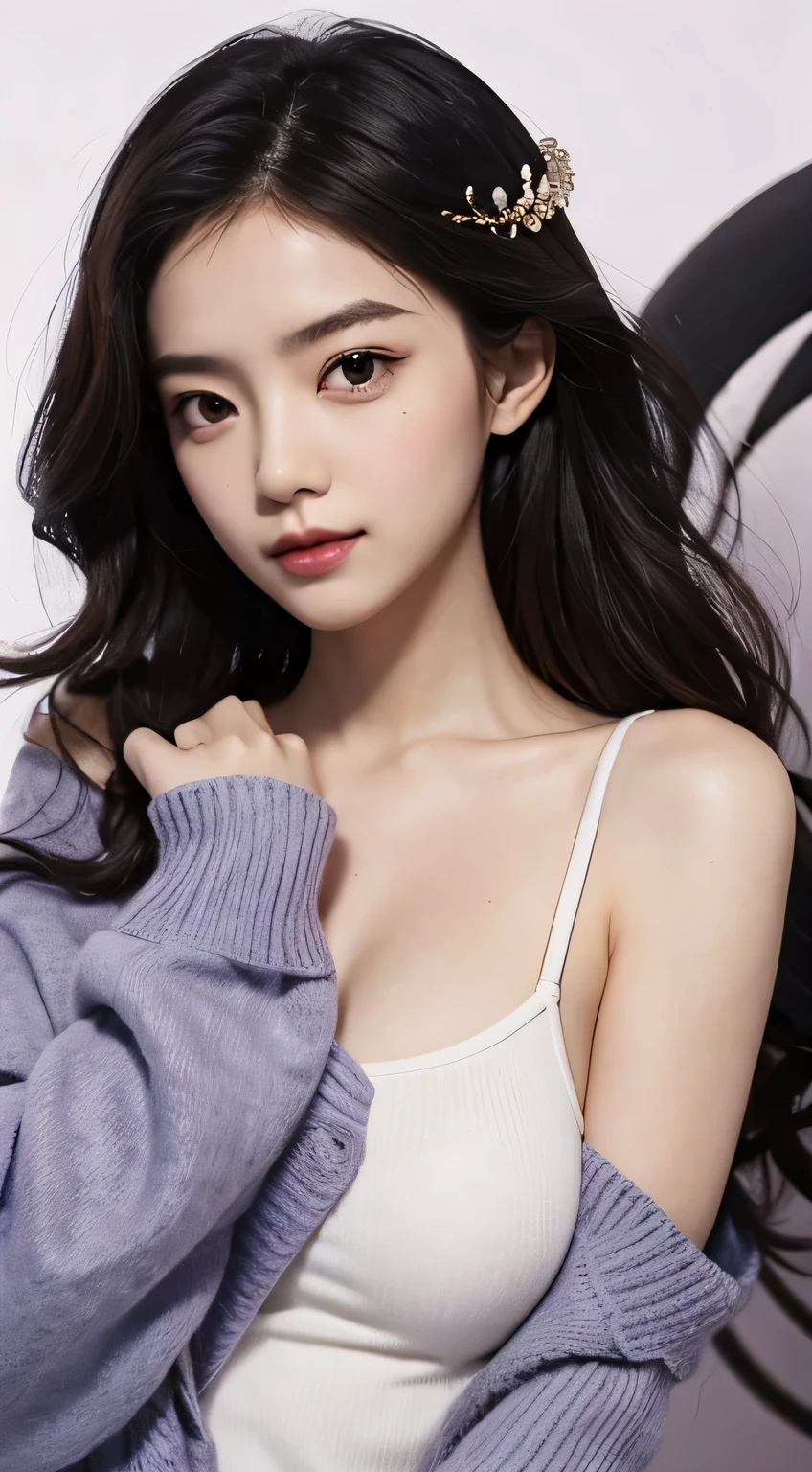 Unique and diverse images of young women, Creamy white skin contrasts with vibrant purple background, Capture your beautiful face and body in one photo