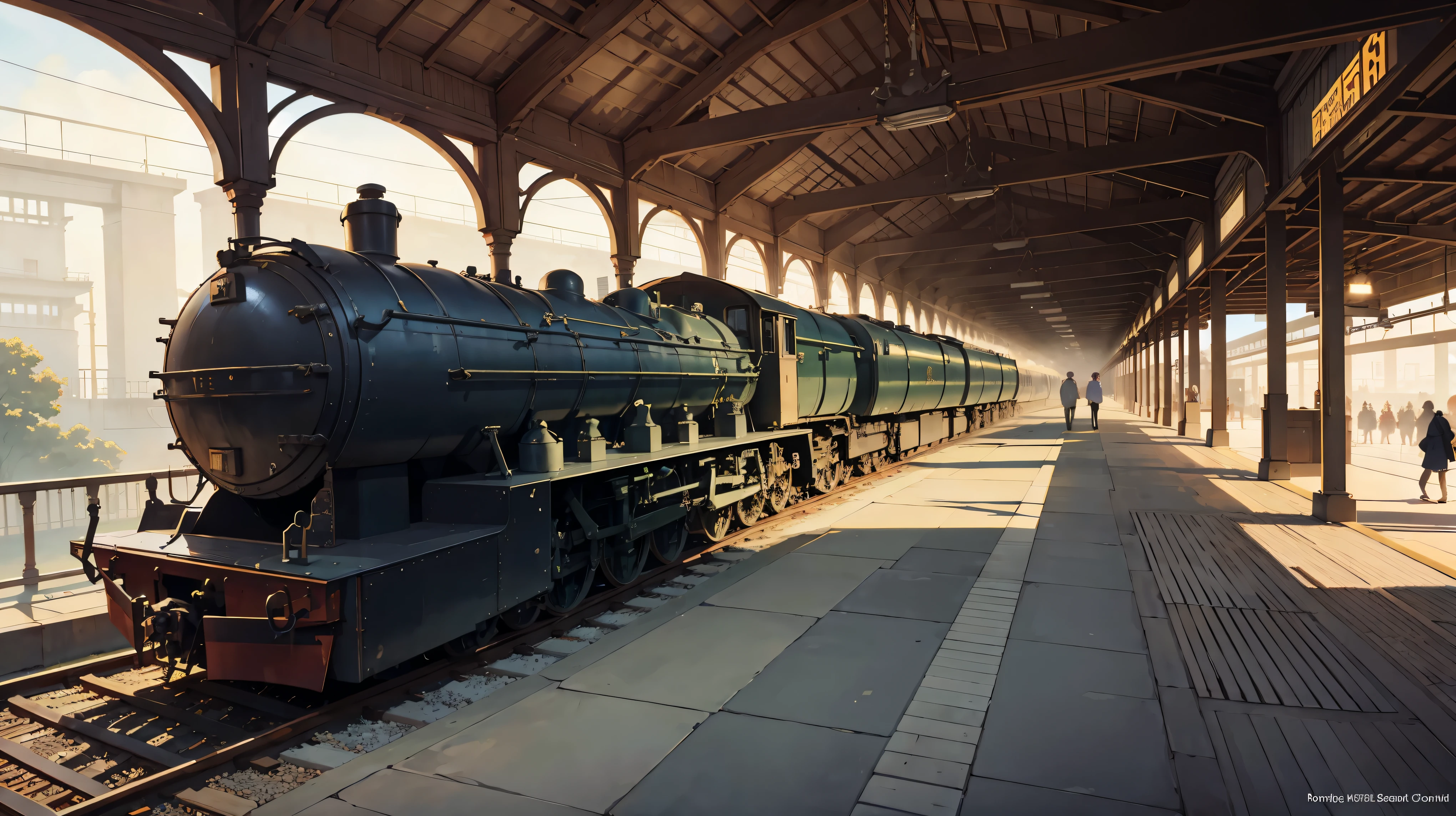 A large train station by John Kenn Mortensen, colored, detailed