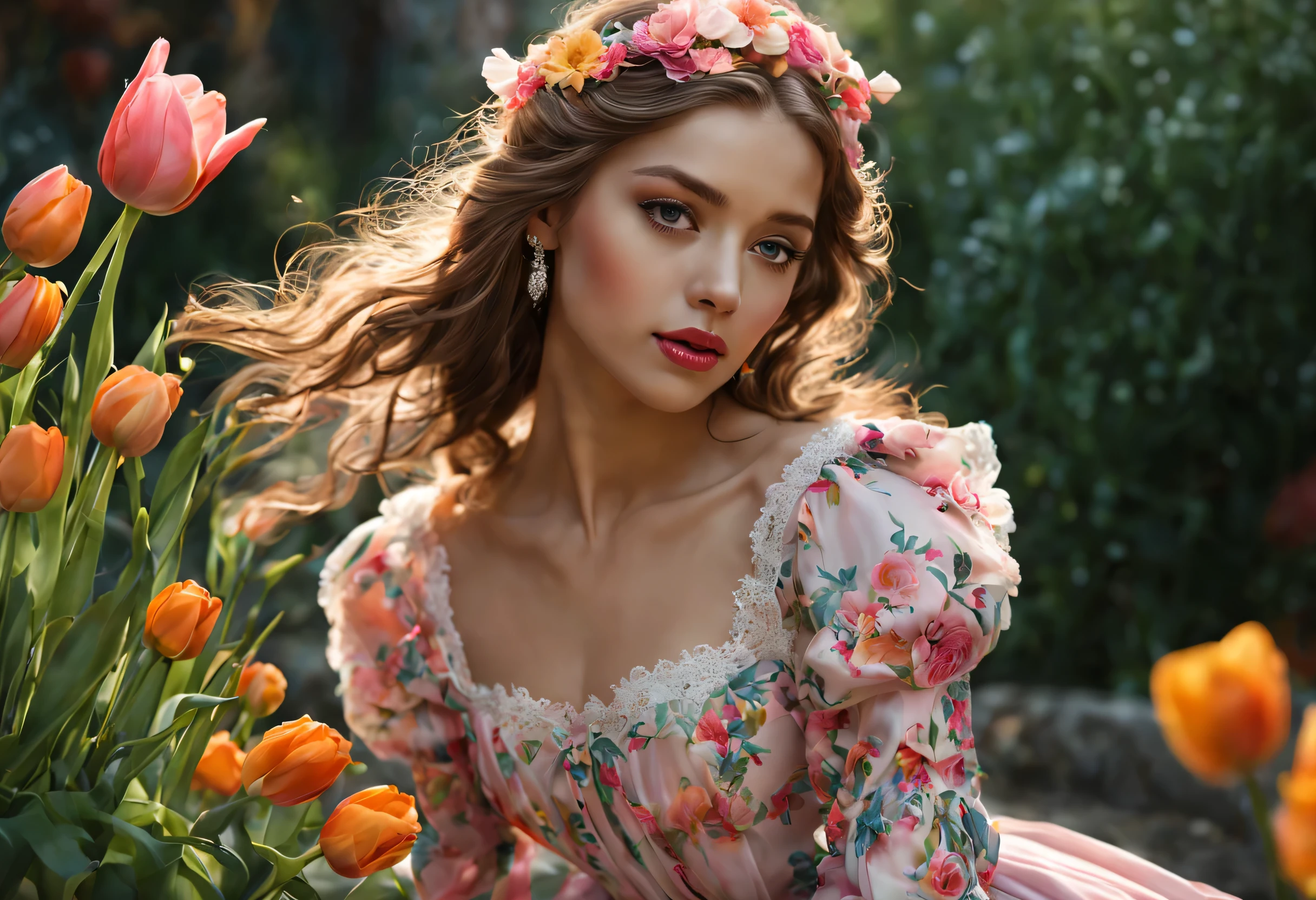 (vibrant colors, sharp focus, hyper-realism, 8k high definition:1.2), incredibly detailed (realistic:1.37) image depicting the enchanting style of "2014 Girly". The centerpiece of the artwork features the graceful presence of a single girl with mesmerizing big doe eyes, alluring glossy lips, and a softly contoured face exuding youthful innocence. Her delicate complexion is flawlessly captured, emphasizing the subtle blush on her cheeks and the radiant glow of her skin.
The girl is adorned in a fashion-forward ensemble that epitomizes the fashionable trends of the 2014 Girly era. She wears a flowing pastel-colored dress with intricate lace details, accentuated by whimsical floral patterns. The dress elegantly drapes down to reveal a pair of meticulously rendered legs, complemented by stylish high heels.
Surrounding the girl is a blooming garden filled with an abundance of vibrant flowers, showcasing a riot of colors that perfectly harmonize with the girl's outfit. Roses, tulips, and daisies are meticulously depicted, each petal lovingly rendered with exquisite attention to detail.
The garden is bathed in beautiful natural light, casting gentle shadows that enhance the depth and realism of the scene. The sunlight delicately dances on the girl's radiant hair, which cascades down in luscious waves, adding a touch of ethereal beauty to the composition.
The hyper-realistic details of this 8k high definition artwork make every element come alive with astonishing clarity. From the smallest dewdrops on the petals to the individual strands of hair, the level of intricacy is unparalleled.
The overall color palette leans towards vibrant pastel hues, with a focus on soft pinks, lavenders, and mint greens, evoking a sense of youthful energy and femininity. This is further intensified by the sharp focus, capturing the crispness of every edge and enhancing the visual impact of the image.
In summary, this prompt creates a vivid, hyper-realistic masterpiece in the style of "2014 Girly". The exquisite attention to detail, vibrant colors, sharp focus, and ultra-high-definition resolution showcases the absolute essence of the chosen style, transporting the viewer to a whimsical garden where beauty and femininity intertwine.