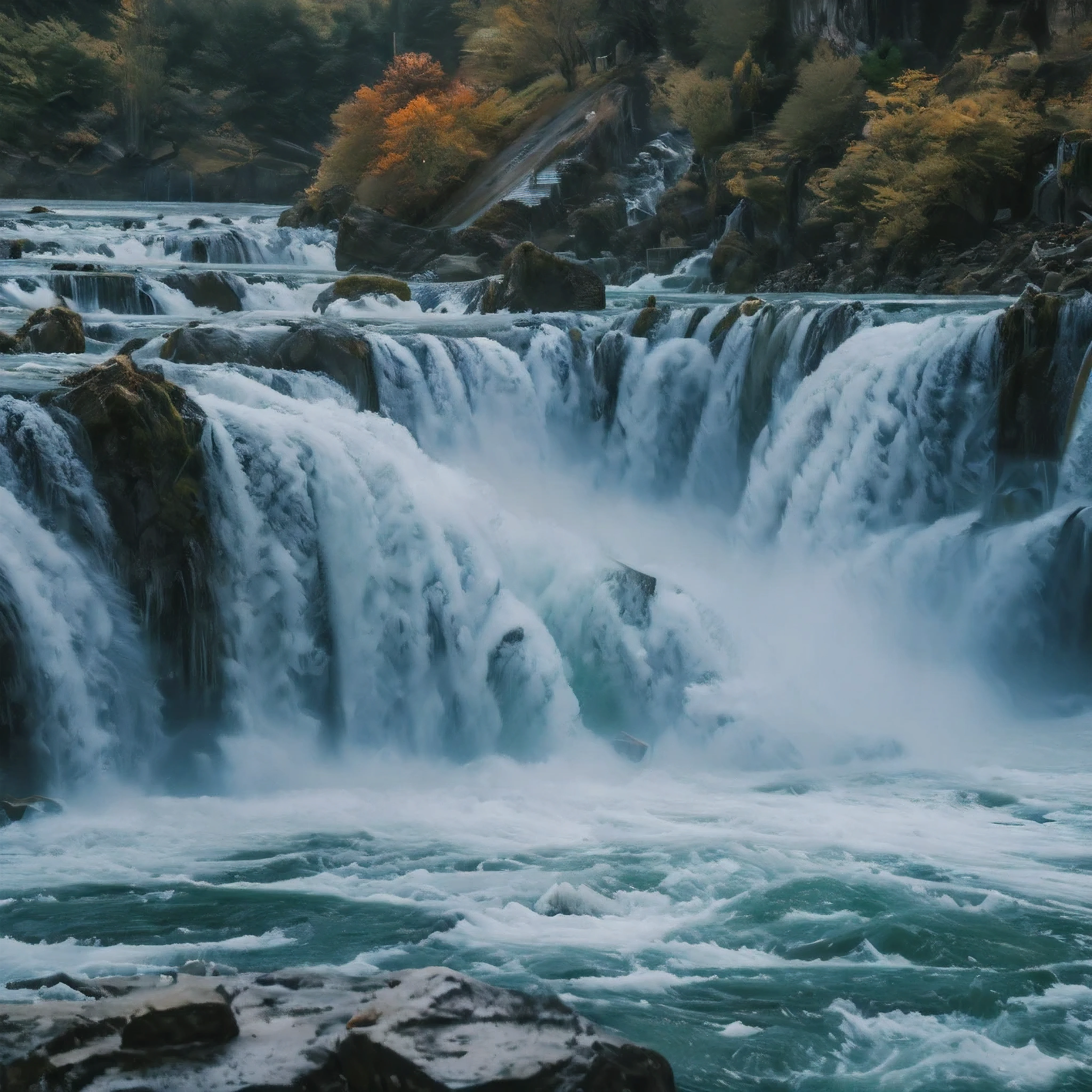 ((Masterpiece in maximum 16K resolution):1.6),((soft_color_photograpy:)1.5), ((Ultra-Detailed):1.4),((Movie-like still images and dynamic angles):1.3), ((Low angle shot):1.3) | (Macro shot cinematic photo of a water splash at base of waterfall), (macro lens), (crystal clear water), (water mist), (maple trees), (sakura flowers), (shimmer), (visual experience), (Realism), (Realistic), award-winning graphics, dark shot, film grain, extremely detailed, Digital Art, rtx, Unreal Engine, scene concept anti glare effect, All captured with sharp focus.