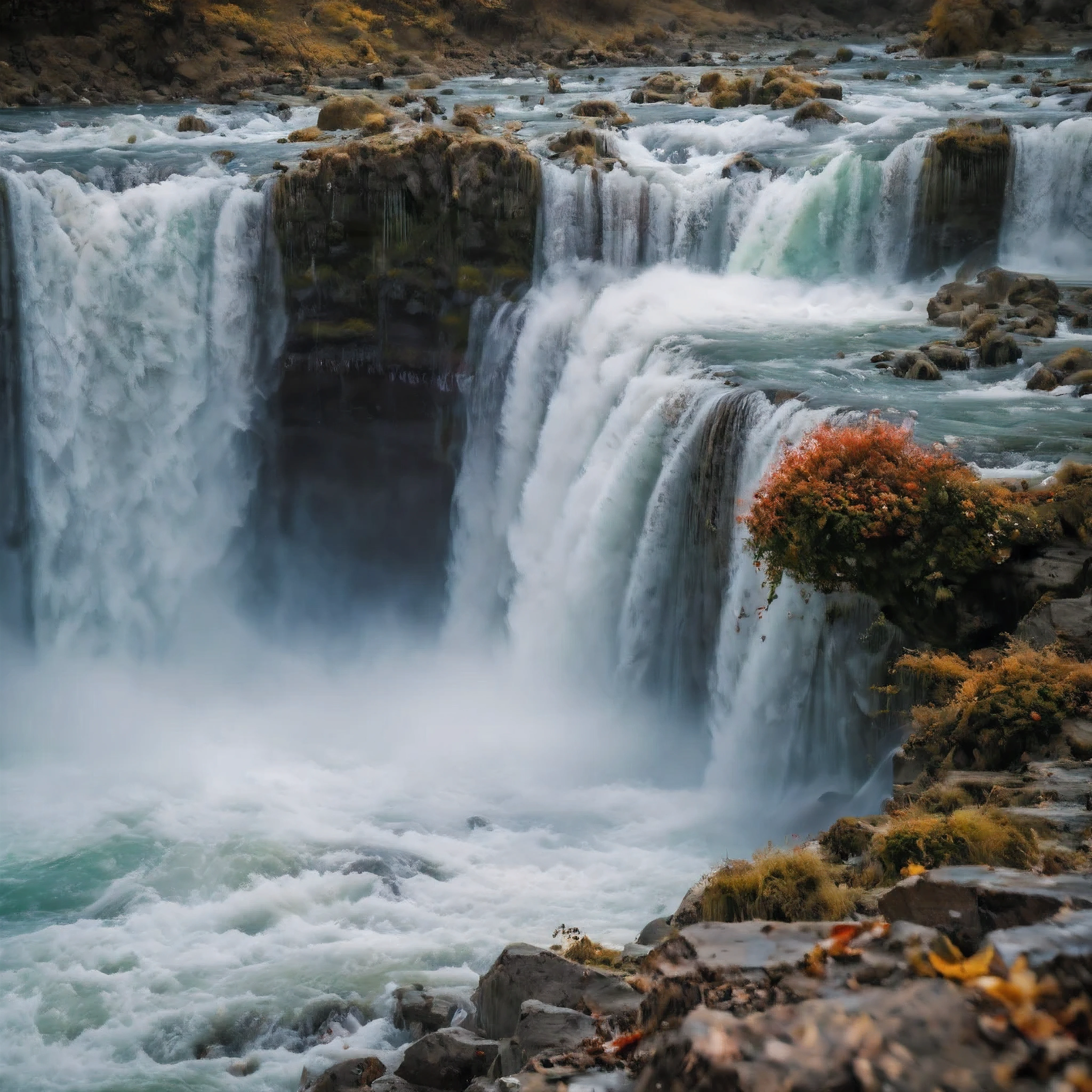 ((Masterpiece in maximum 16K resolution):1.6),((soft_color_photograpy:)1.5), ((Ultra-Detailed):1.4),((Movie-like still images and dynamic angles):1.3), ((Low angle shot):1.3) | (Macro shot cinematic photo of a water splash at base of waterfall), (macro lens), (crystal clear water), (water mist), (maple trees), (sakura flowers), (shimmer), (visual experience), (Realism), (Realistic), award-winning graphics, dark shot, film grain, extremely detailed, Digital Art, rtx, Unreal Engine, scene concept anti glare effect, All captured with sharp focus.