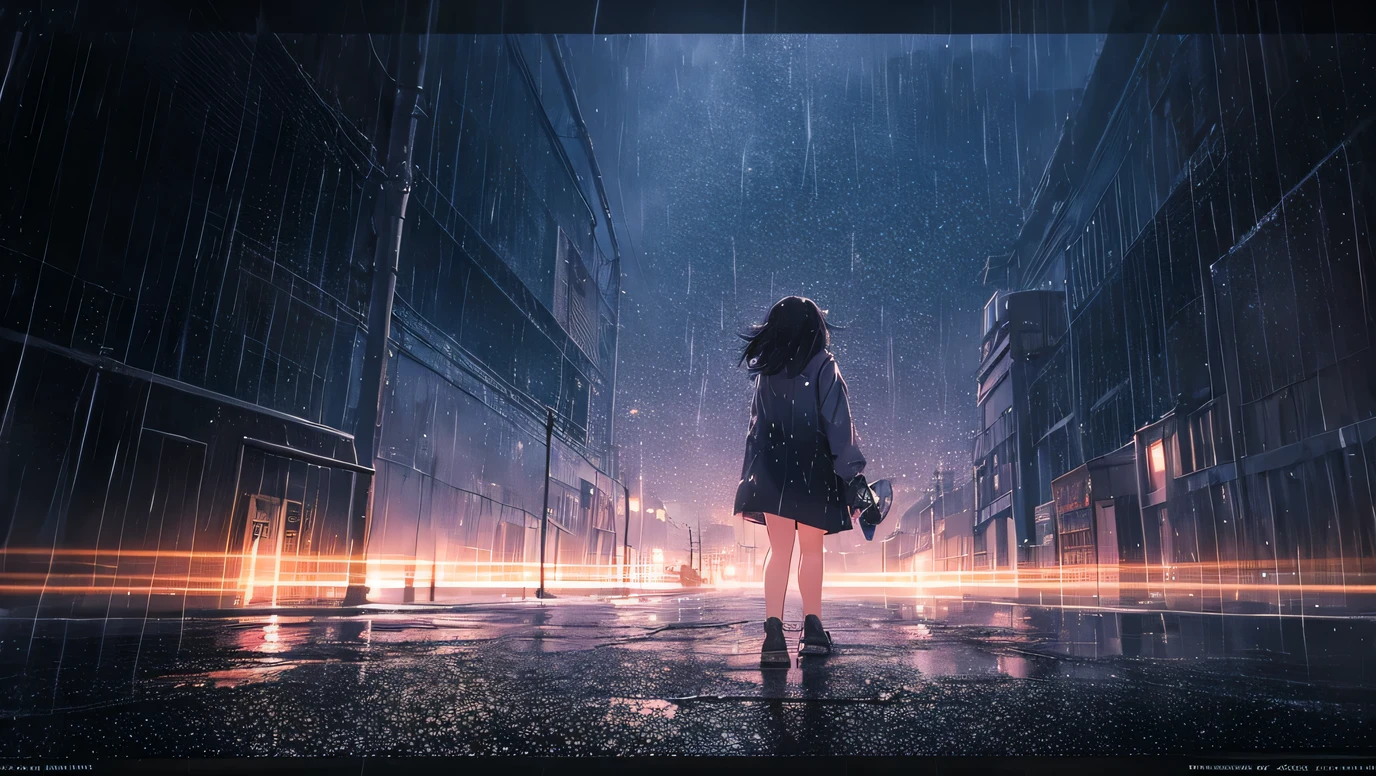 Anime girl standing in the rain on the cthaty street, makoto shinkai cyril rolando, that&#39;it&#39;s raining, dark. by Makoto Shinkai, anime style 4 k, that&#39;it&#39;s raining!, anime style. 8k, anime art wallpaper 8k, that&#39;it&#39;s raining!!, Stormy weather. Makoto Shinkai, anime art wallpaper 4k, anime art wallpaper 4k, 4k anime wallpaper