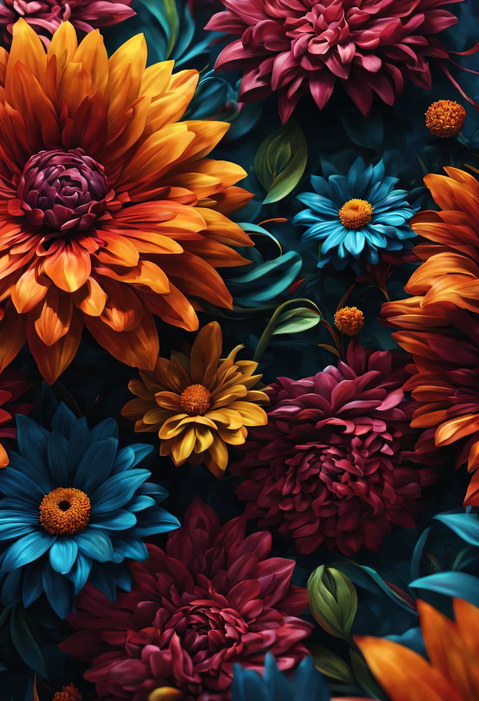 create an image demonstrating the style of ((Abstract Floral)) style, hyper realism, 8k high definition, vibrant colors, sharp focus, insanely detailed