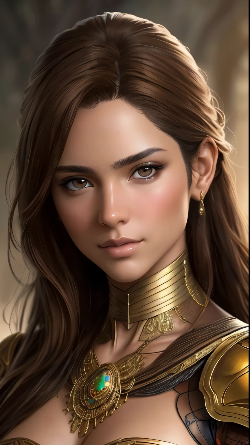 8K portrait of a beautiful cyborg with brown hair, intrincado, elegant, muy detallado, majestuoso, digital photography, arte de artgerm y ruan jia y greg rutkowski pintura surrealista filigrana de mariposa dorada, pieza de vidrio rota, side lighting, hermosos ojos finamente detallados: 1.2), HDR, 