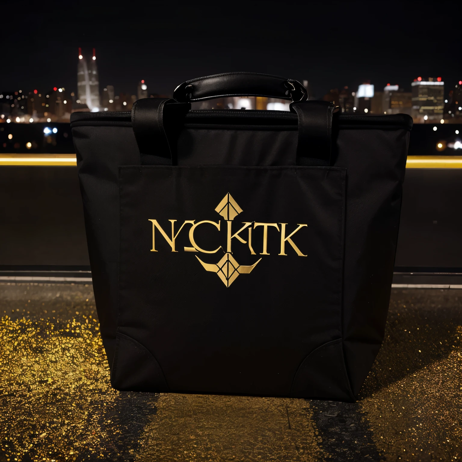 Cosmetic packeging with black and gold with the logo NYCITY on the packege as an Arm