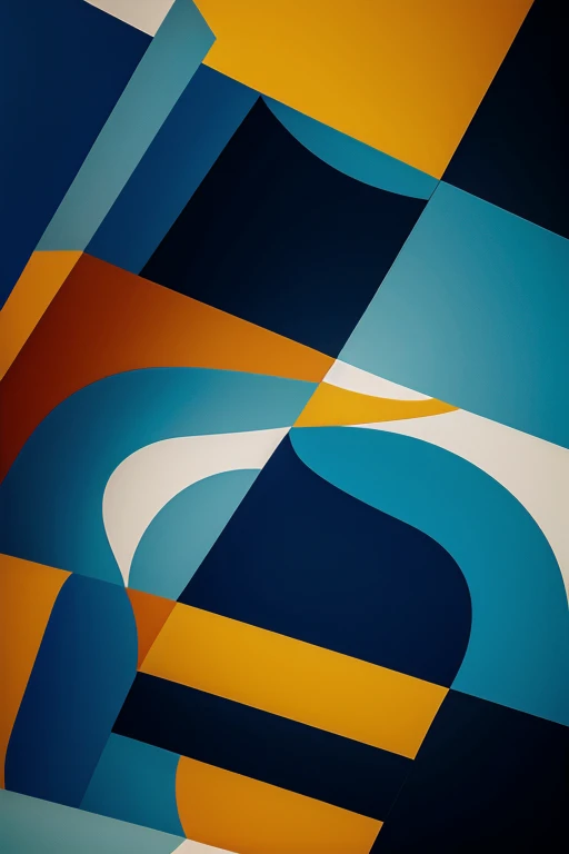 abstract Bauhaus art with repetitive shapes and subdued colors blue yellow red green black white filling the canvas. 