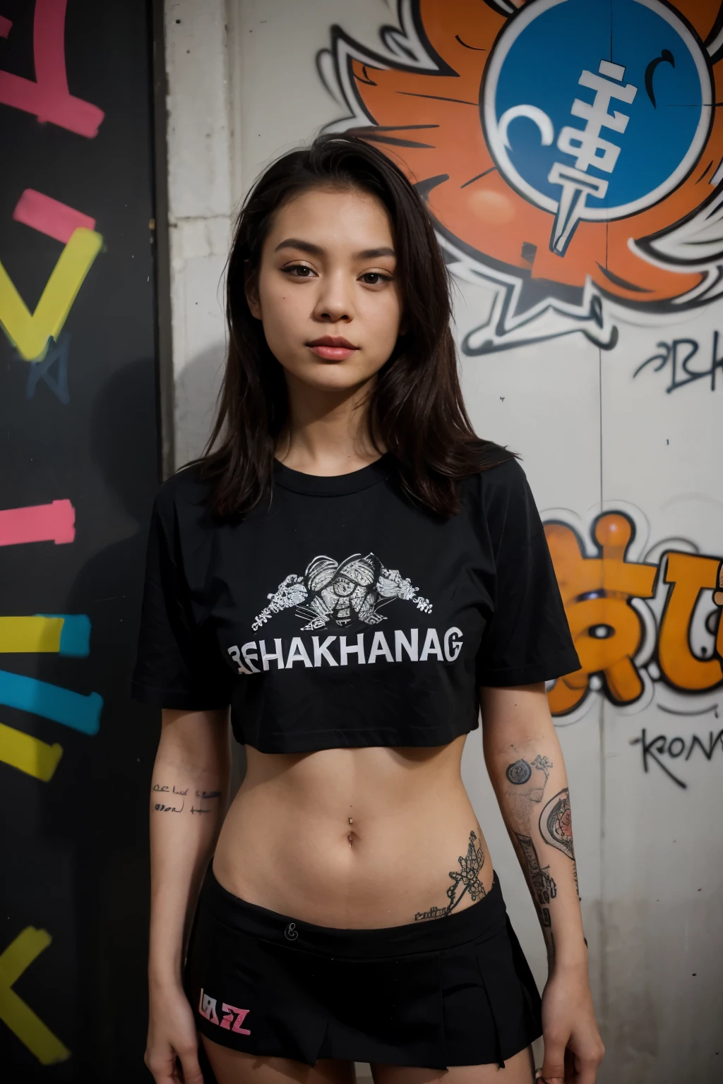 Graffiti, cartoon giant, tattoo designs, Thai fonts, colors, tattoo designs, Tiny black shirt short skirt
