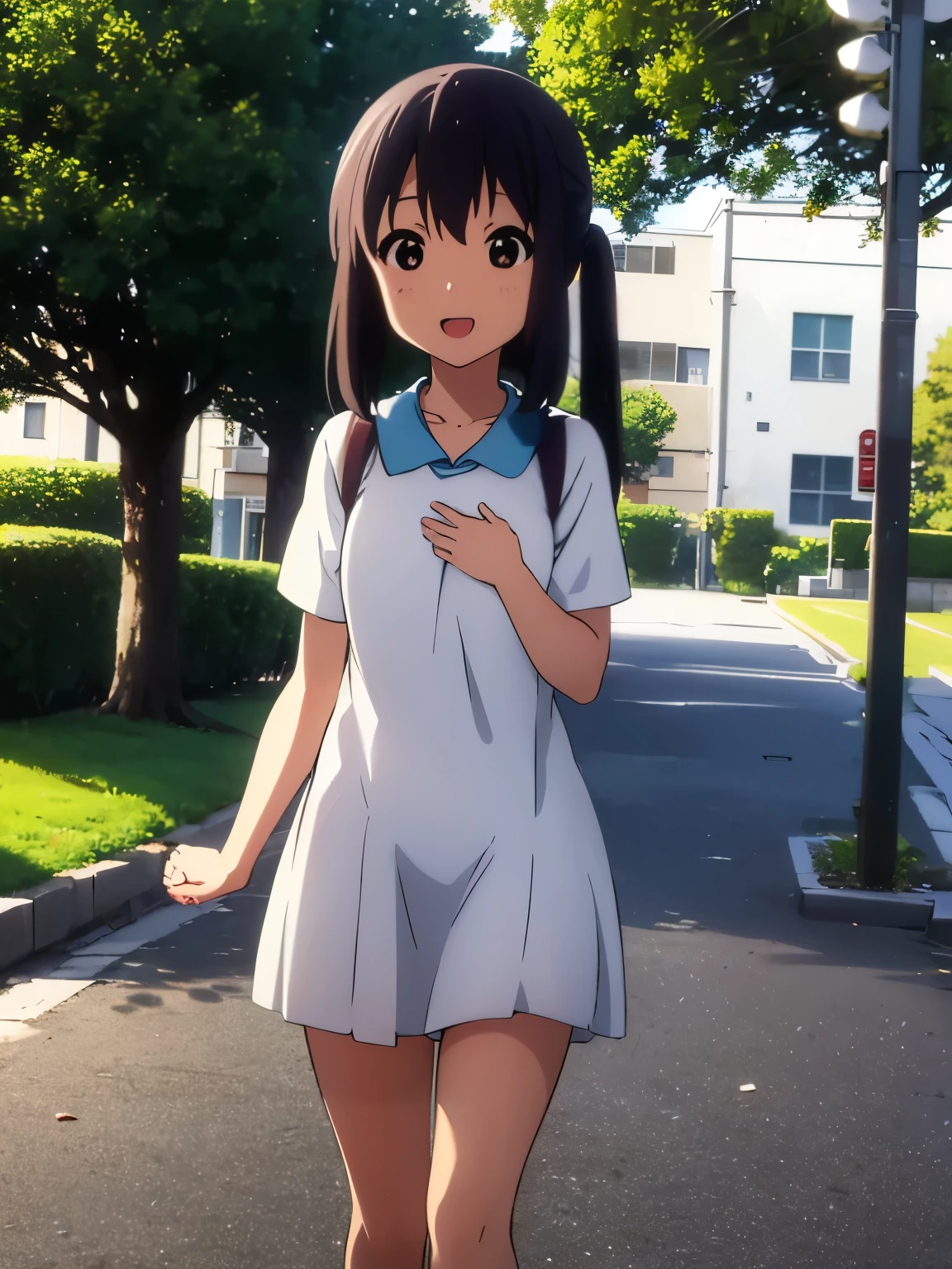 Highest quality,1girl,Big Breasts,orgasm,blush, shut up,Akizuki Marina, Long Hair, Blue eyes, Brown Hair,black Knee socks, Expose your shoulders, shirt,garden,pussy,(((Pussy in full view,Pussy fully exposed,I can see your pussy,She shows her pussy to her dad))),NFSW,((NUDE)),(((She loves her father))),