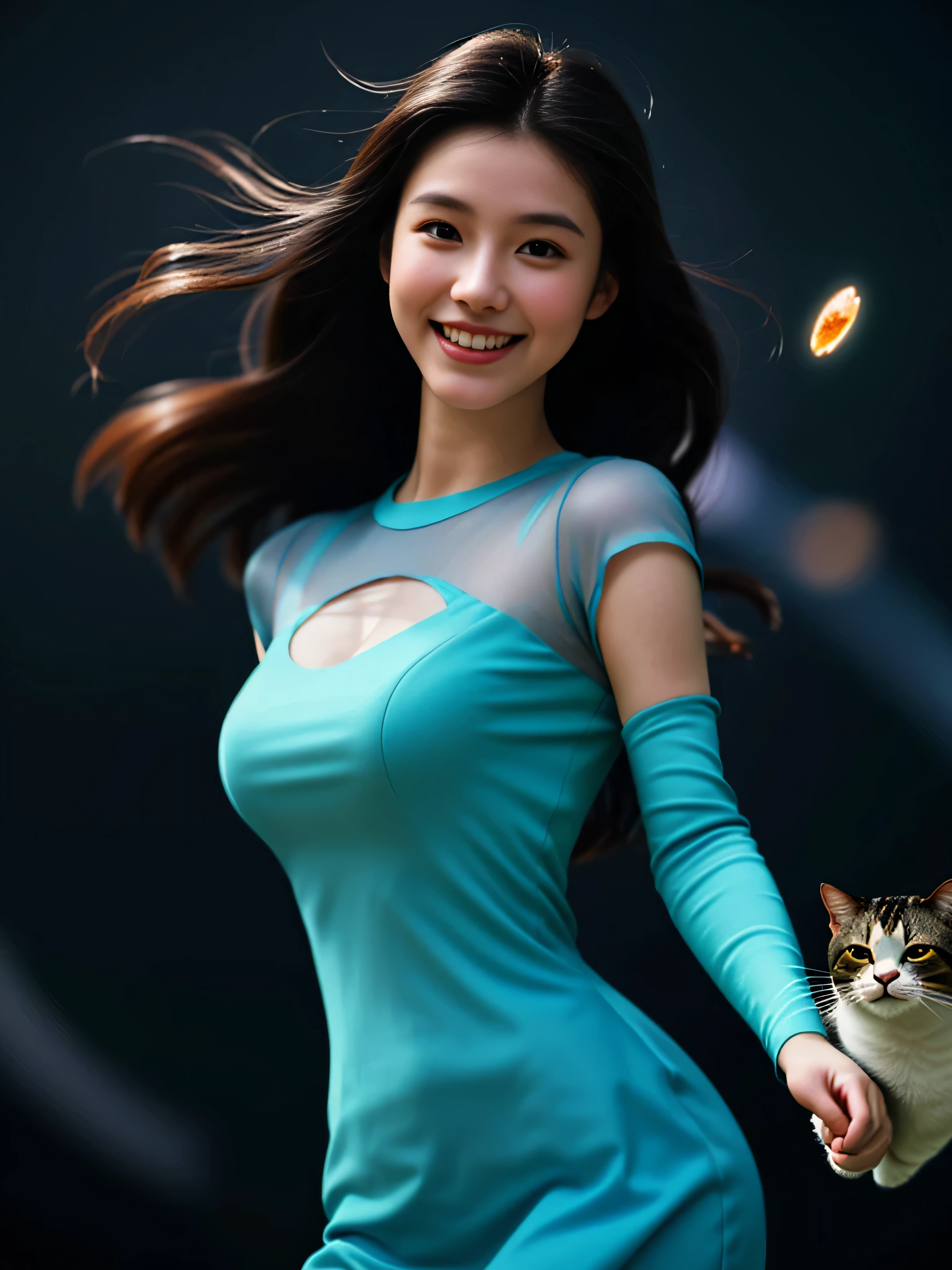 Fantastic outer space sceneodel photography quality,Masterpiece, Best quality, offcial art, A half body, panoramic lens,Background bokeh,Smiling maiden ,floating cat,Full breasts,
Extremely delicate and
Beautiful,looking to the camera, beauty
Detailed eyes, Cinematic lighting effects, Source language
portrait, Beyond - detailed,Beautiful detailed eyes,