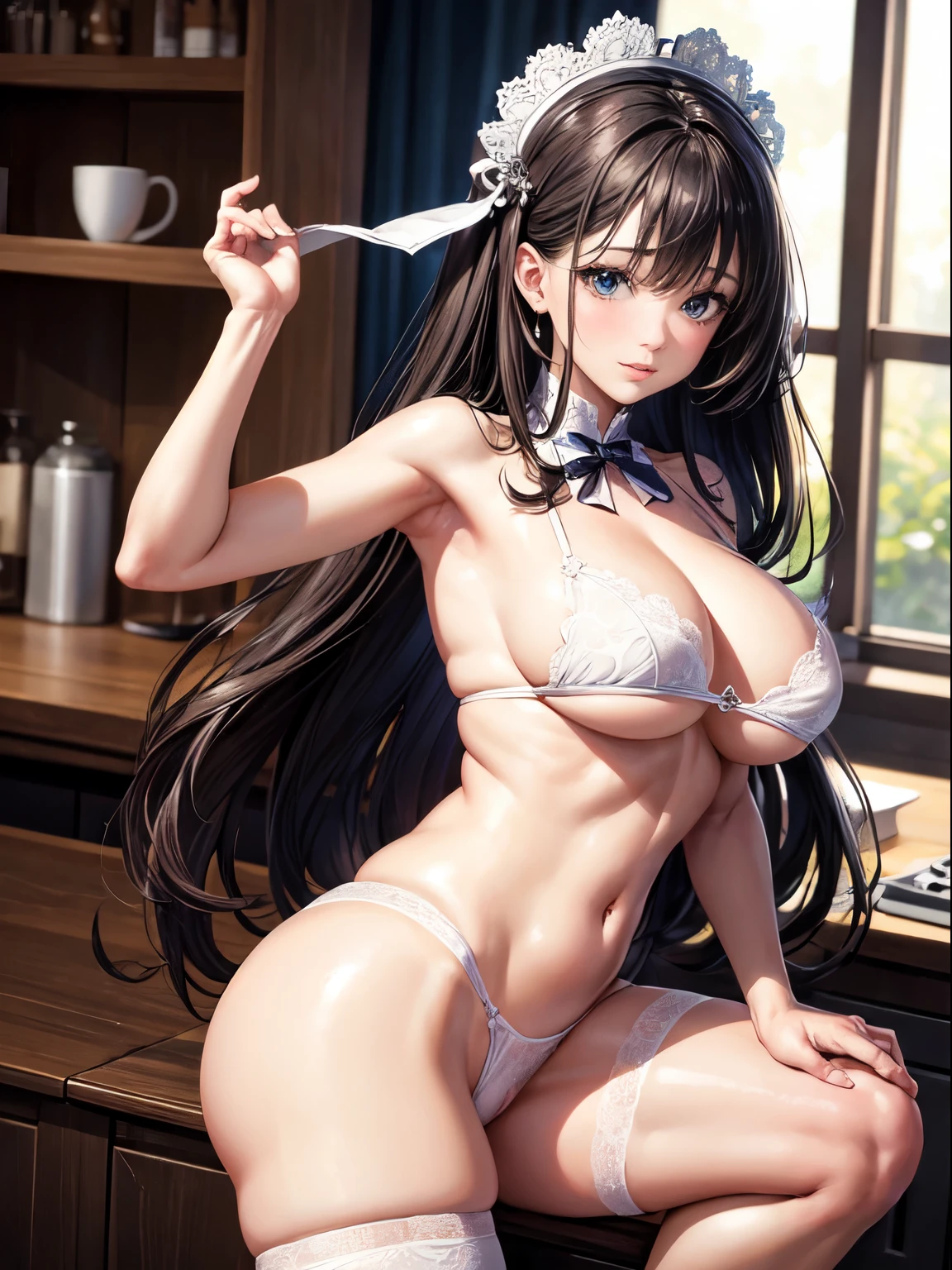 ((Masterpiece、Very detailed photos.、Highest quality、Ultra high resolution、Virtual image、Sharp focus、breast pictures))、delicate face、White and bright skin、Highly detailed skin、realistic skin details,、Showing face and chest details、Detailed visualization of hands, dynamic action,trap,bare, Big butt, Cream Pie,black hair, long hair, big boob,big ass,spreaded legs, beautiful face,she's men,big Cock,big dick,she is a man,