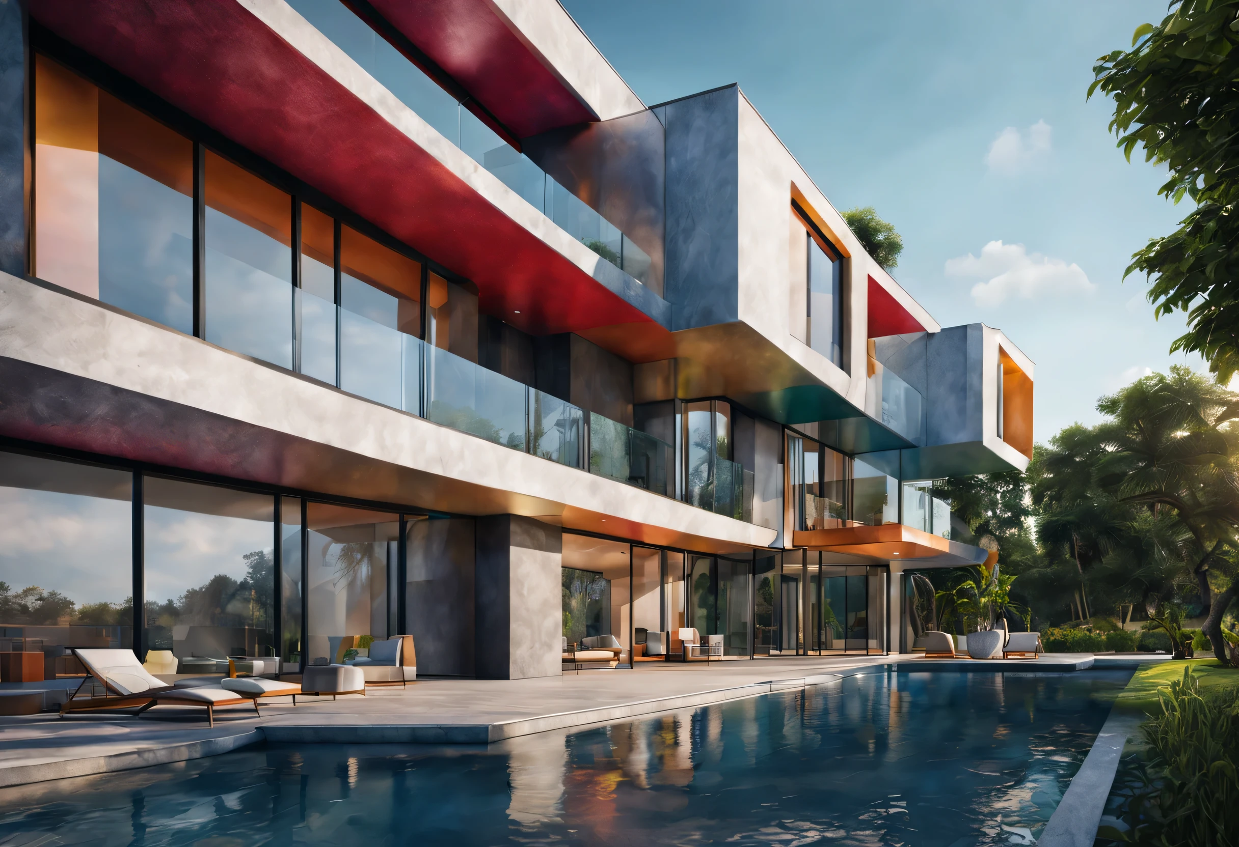 create an image demonstrating the style of ((Architectural Design)) style, hyper realism, 8k high definition, vibrant colors, sharp focus, insanely detailed