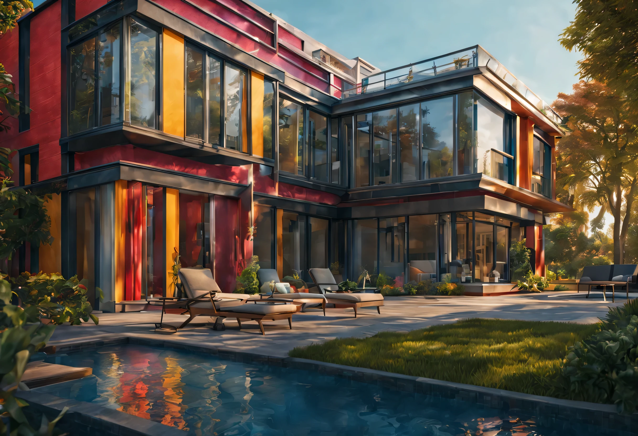 create an image demonstrating the style of ((Architectural Design)) style, hyper realism, 8k high definition, vibrant colors, sharp focus, insanely detailed