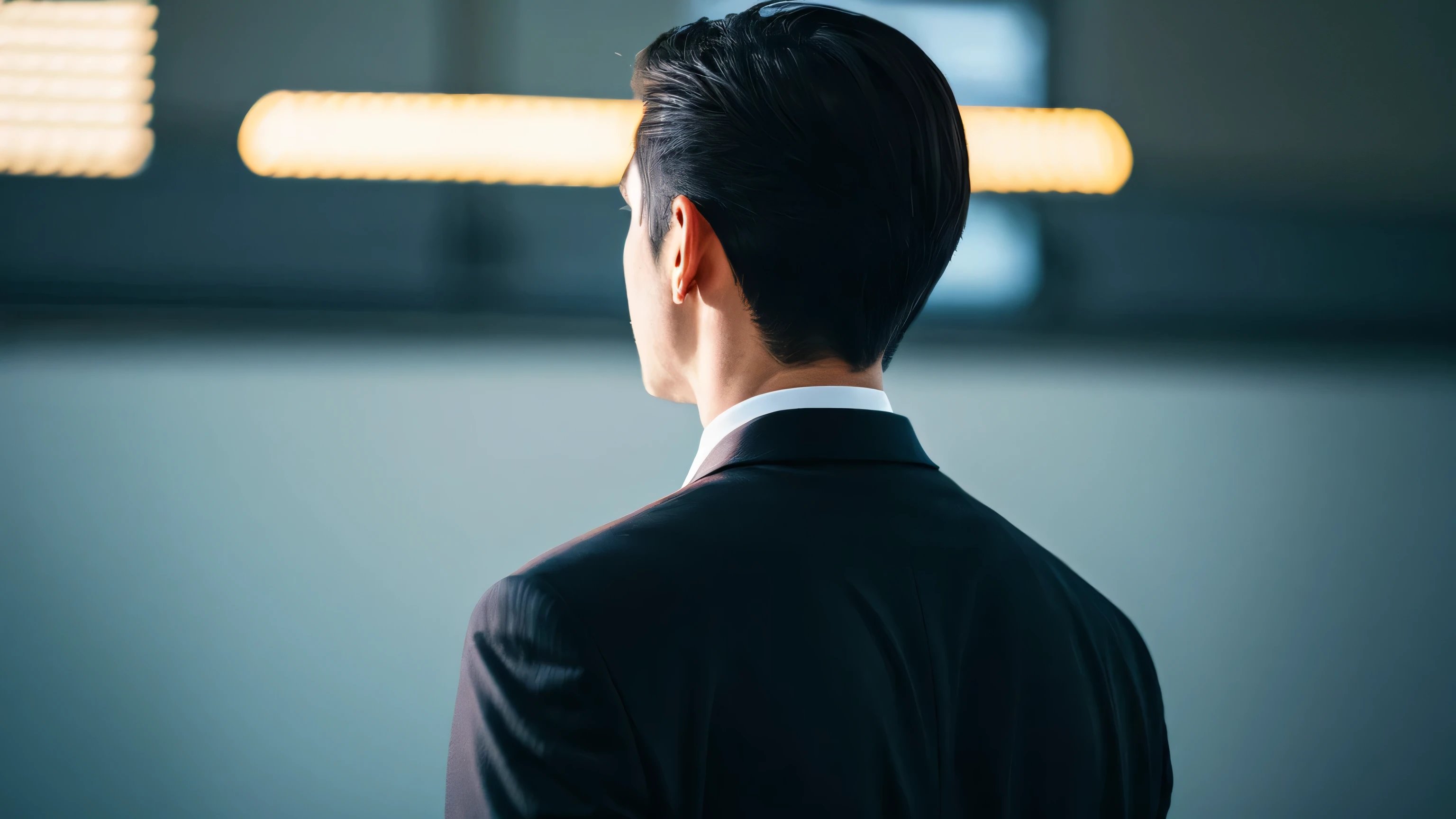 Back view of a man in a suit、fantastic light、High resolution、High resolution、