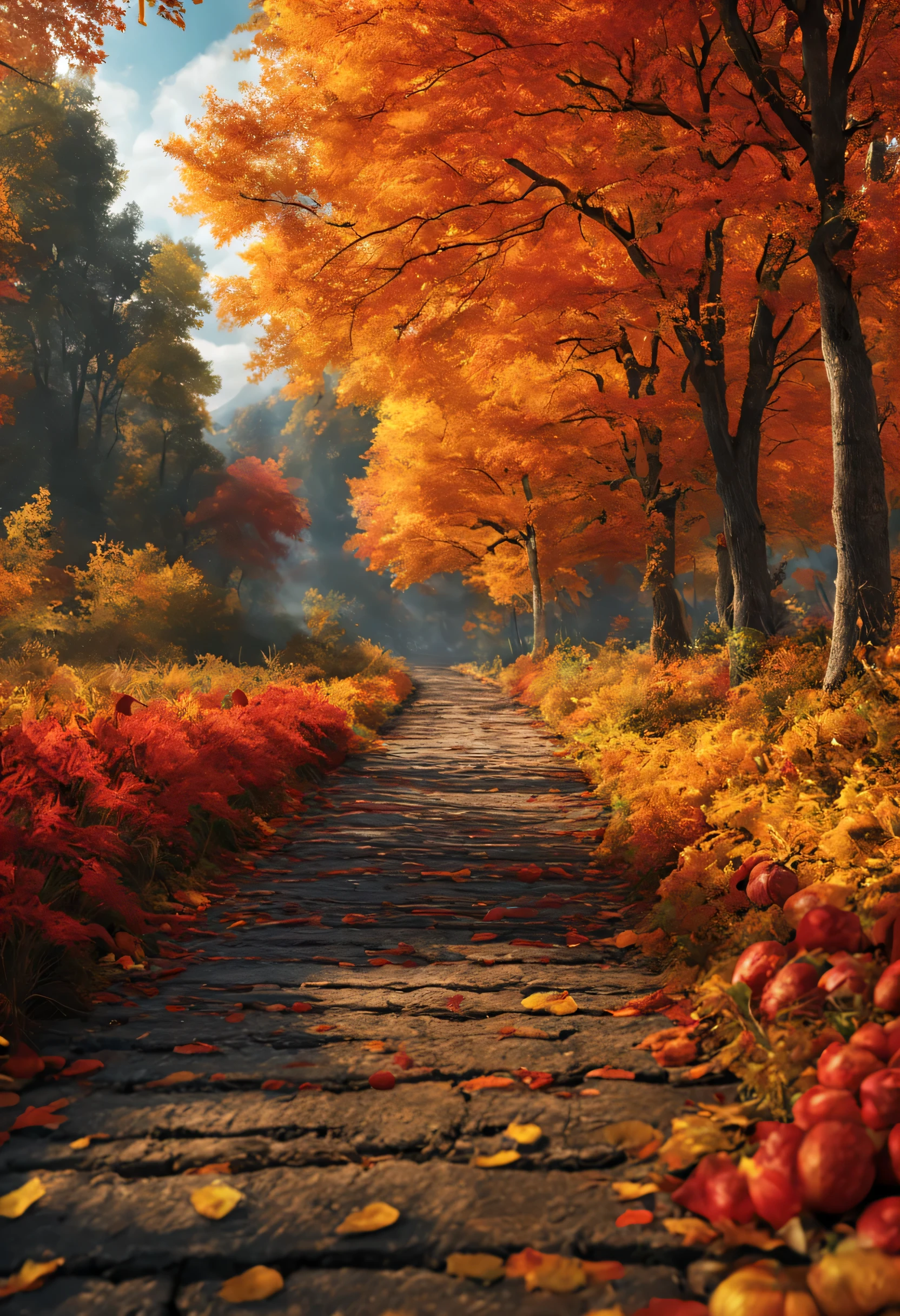 create an image demonstrating the style of ((Autumn)) style, hyper realism, 8k high definition, vibrant colors, sharp focus, insanely detailed