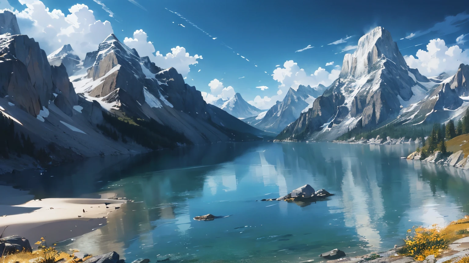 ((best quality)), ((masterpiece)), (detailed), rough,Very detailed,masterpiece, high quality,great mountain range, sight, no people, summer