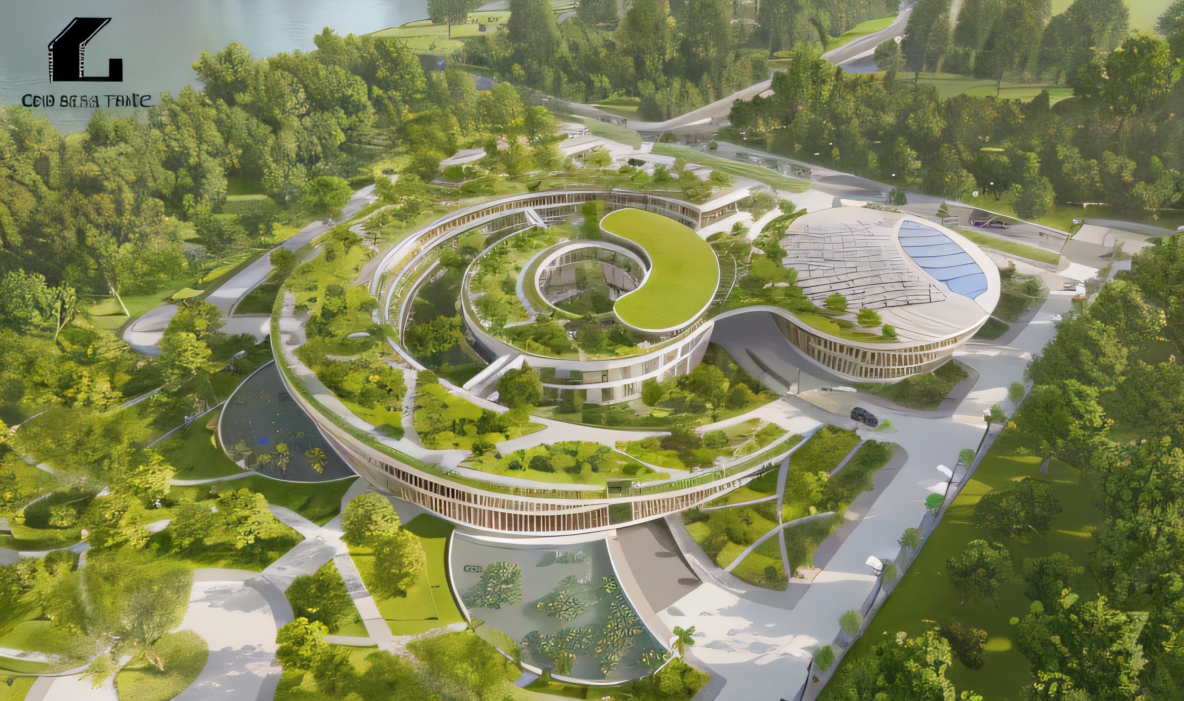 arafed image of a circular building with a circular roof, vincent callebaut, vincent callebaut composition, green architecture, sustainable architecture, vegetal architecture, manicured solarpunk greenery, organic buildings, solarpunk architecture, medical research facility, by Zha Shibiao, futuritic high tech architecture, future architecture, organic architecture, hq very detailed