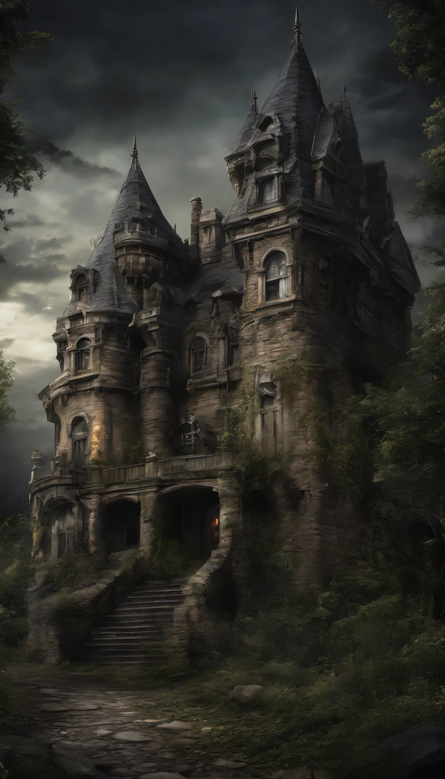 creepy castle、night、I was scared