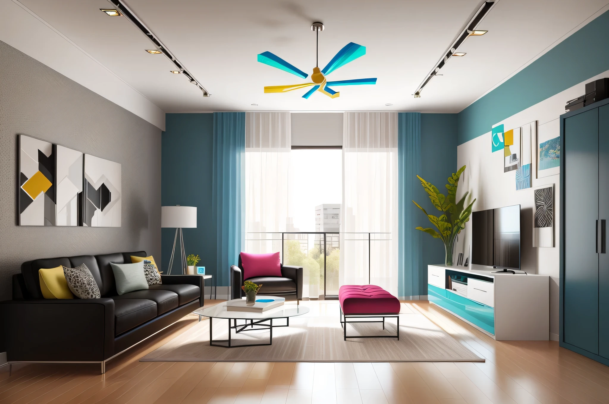 Decorated in a modern style,cool color,modern style furniture,8k,Exquisite details