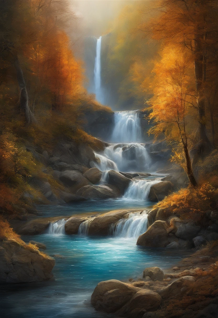
     Natural Miracle Waterfalls are one of nature’s most spectacular wonders，Their flowing water and high height differences are amazing. Wide angle，Dynamic angle depth of field，Blue splash winter wonderland with branches covered with beautiful ice crystals(Close-up foreground)There are dreamy waterfalls and winter concept art movie scenes with extremely detailed beauty and ultra-high definition.，chiaroscuro，epic reality, Super real photos, Super detailed, masterpiece