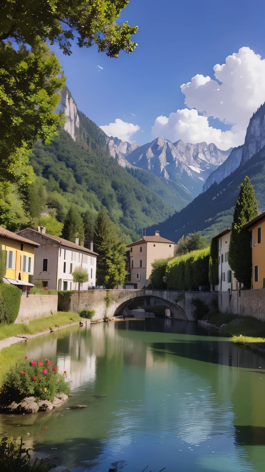 Beautiful oil painting of a village, Villa Bella, Italy, by Sung Kim