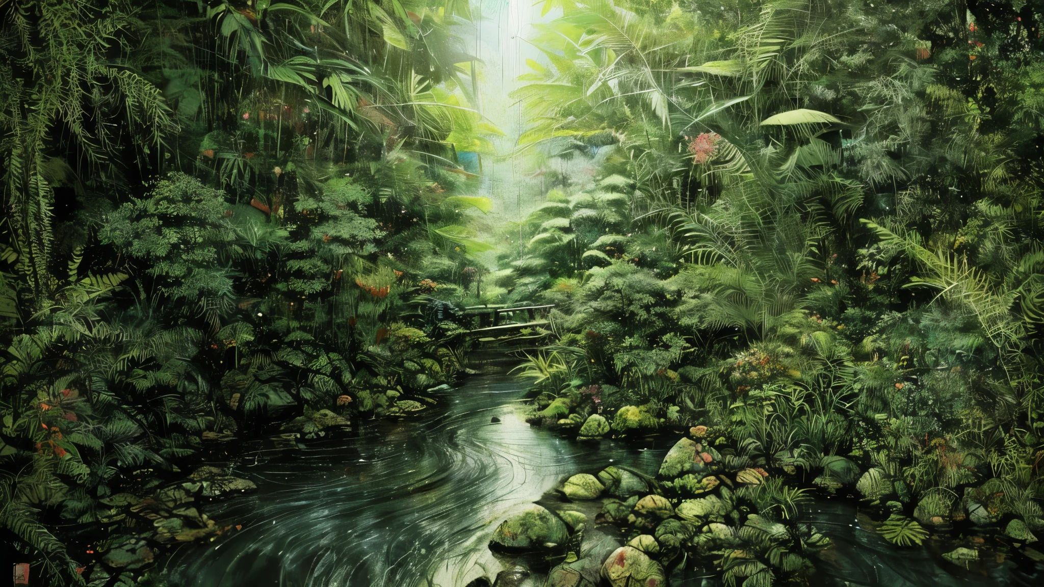 Digital illustration, Detailed and intricate, The dense jungle is full of exotic plants and animals, Sunlight shines through the canopy,Produces a mottled effect. In the style of Yoshitaka Amano and Hayao Miyazaki, Masterpiece, Proportional, Detailed, trending on artstationh, Beautiful lighting, Realistic, Intricate, Award-Awarded, 4K, highest quality
Award-winning, 4K digital painting in the style of Yoshitaka Amano. Detailed and intricate depiction of a zombie apocalypse, cleverly capturing the chaos and drama of the scene. Beautiful lighting and cinematic composition make this piece a true masterpiece, trending on artstationh