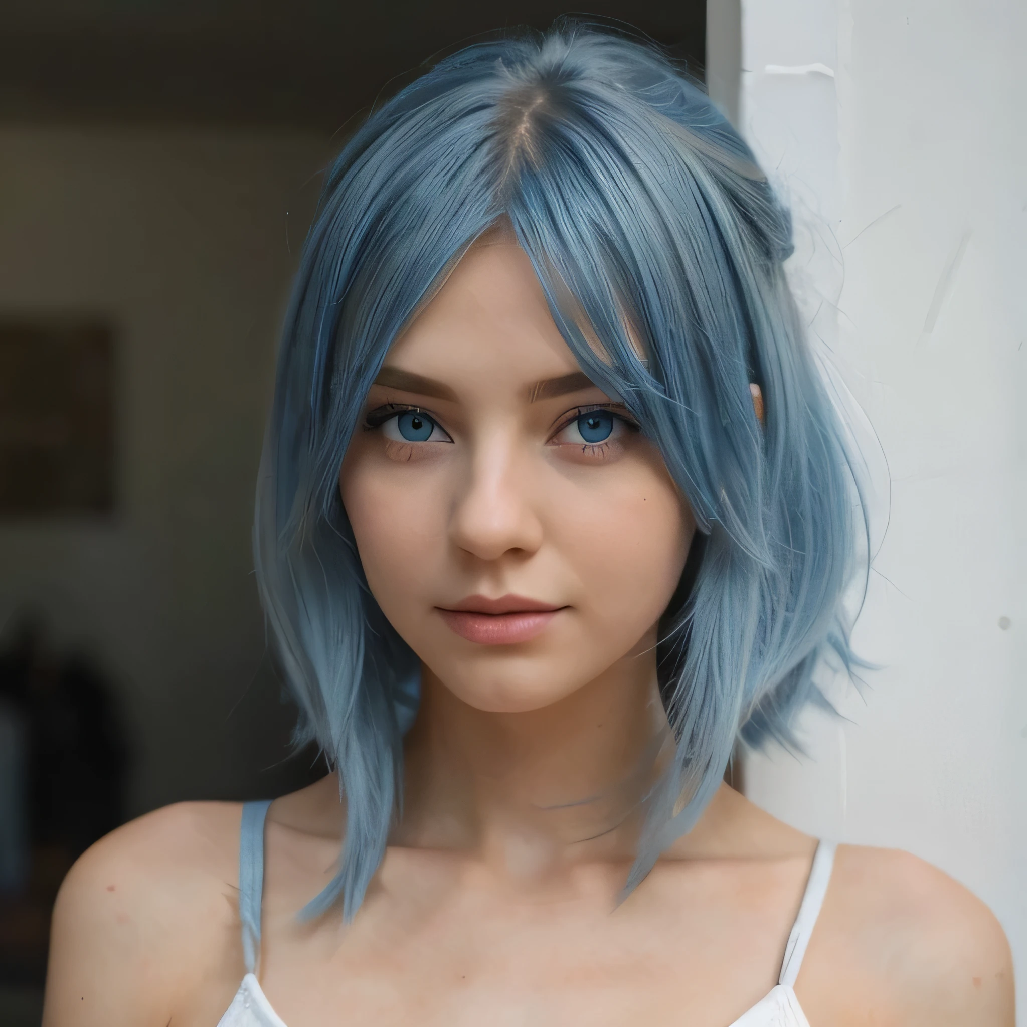 ,girl, short hair, blue eyes