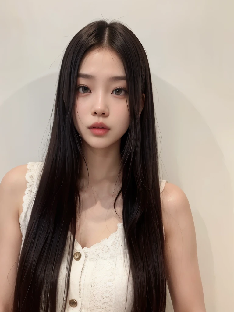 mulher arafada com longos cabelos pretos e blusa branca, o corte Hime, Jaeyeon Nam, penteado com corte hime branco, jennie blackpink, com cabelo comprido, corte de cabelo preto hime, jossi do blackpink, Gongbi, Heonhwa Choe, chiho ashima, penteado reto, Jinyoung Shin, sui ishida com cabelo preto, Lee Ji-eun