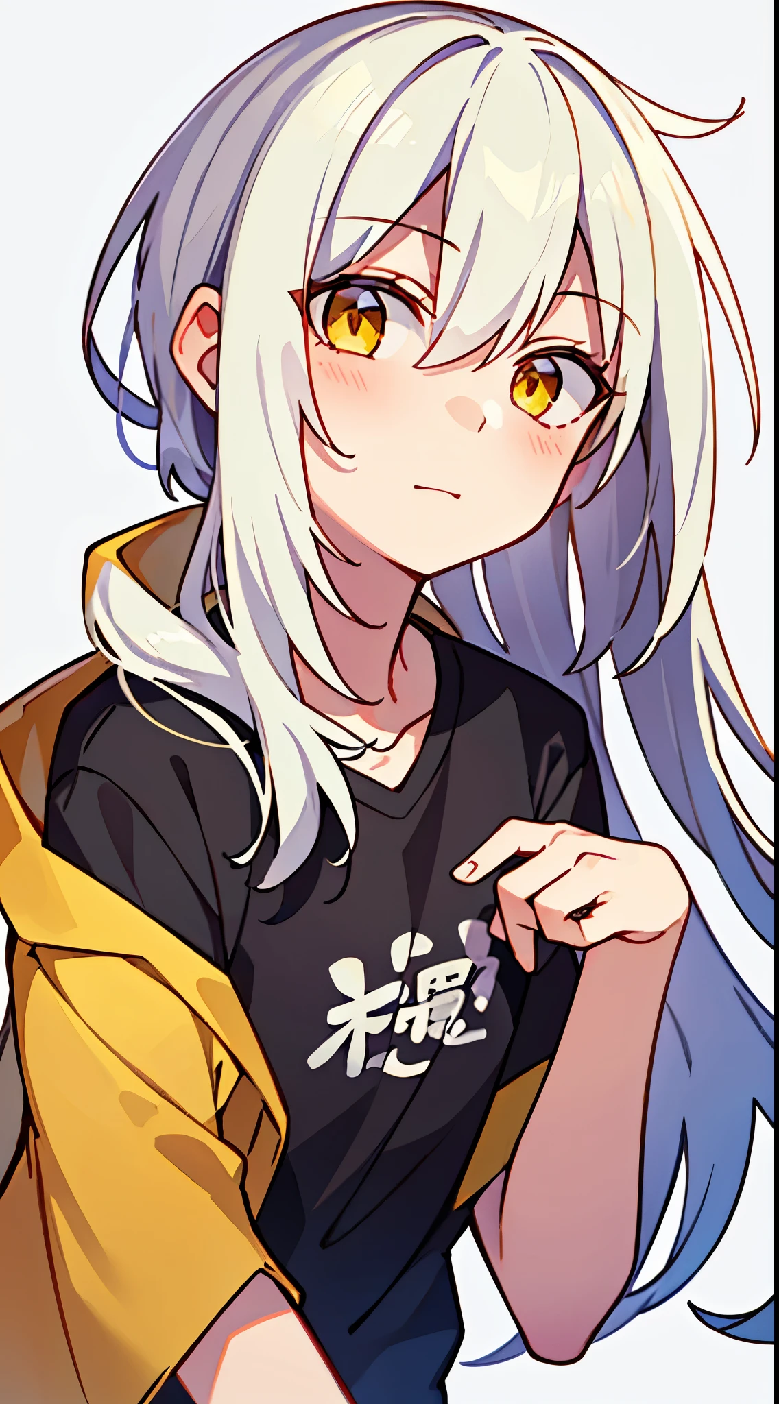 Anime girl with long white hair and yellow eyes - SeaArt AI