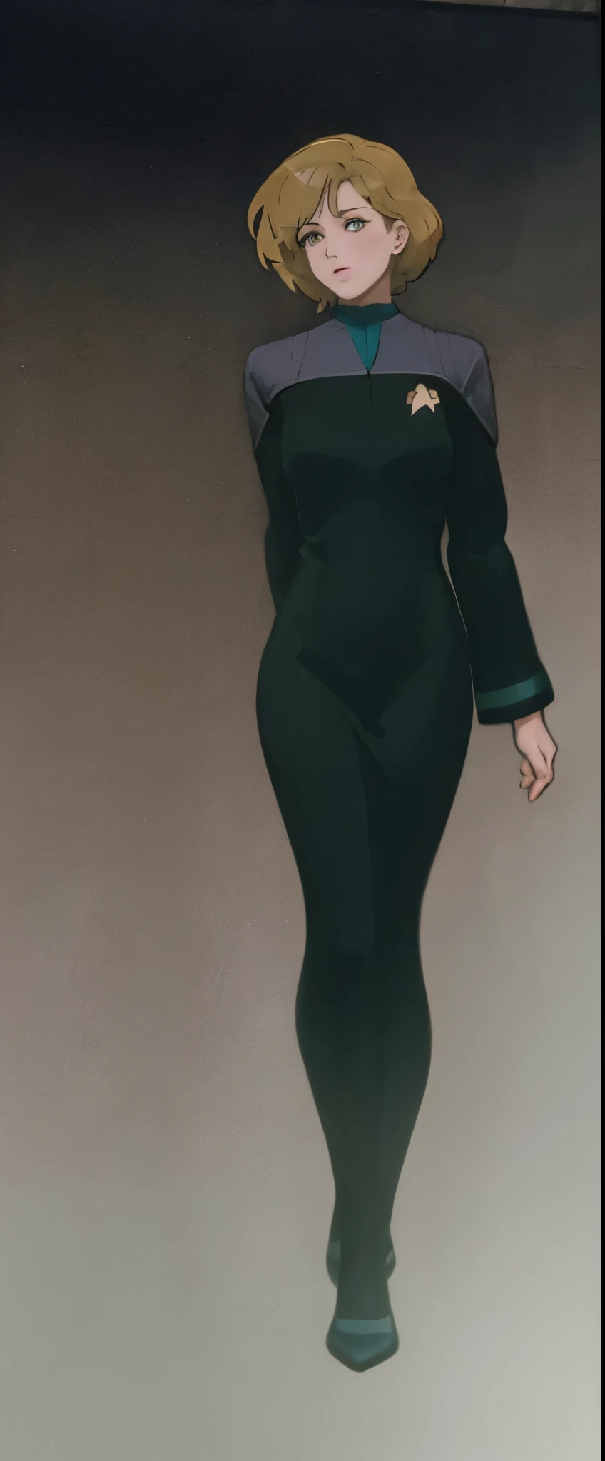 best quality, masterpiece:1.2), anime fullbody fullframe female tall robust large chest dress  ds9st red and black uniform ds9st teal and black uniform ds9st yellow and black uniform ds9st command ds9st operations ds9st science