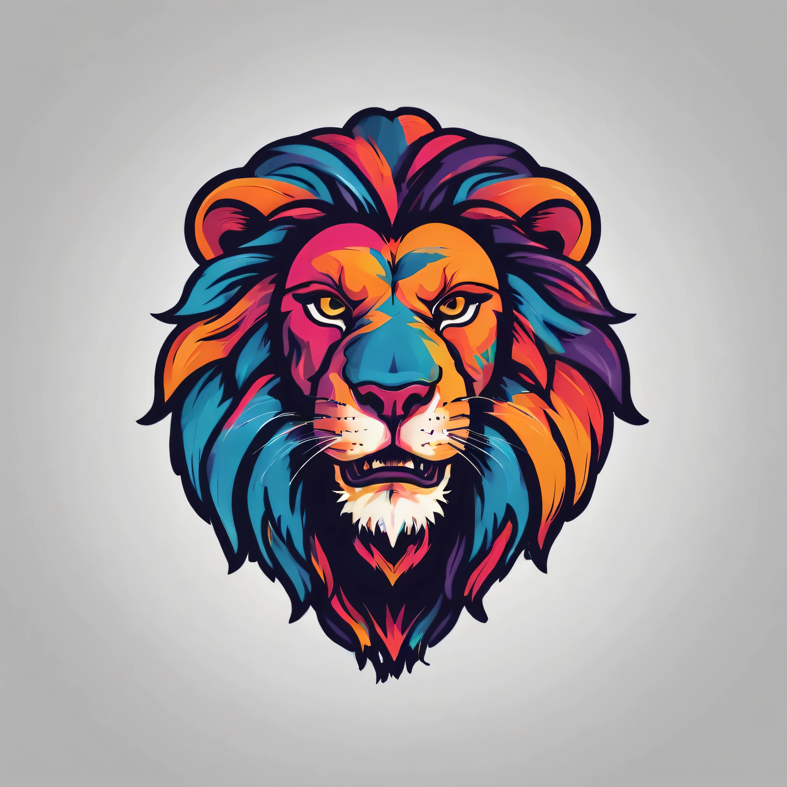 funky, Colorful logo with lion head, aggressiv