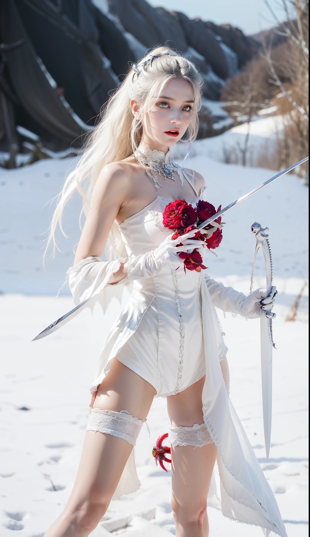 beautifully,Picture of a box full of swords,wing, succubus theme,fallen angel,Excellent,scary,secret horror,tentacle,have eyes,uncanny valley effect,little beast blood moon,skull skeleton,vampire,Hellfire,female devil,Swarovski crystals,vampire公主,Frost Armor,wear gloves,holding sword in hand
