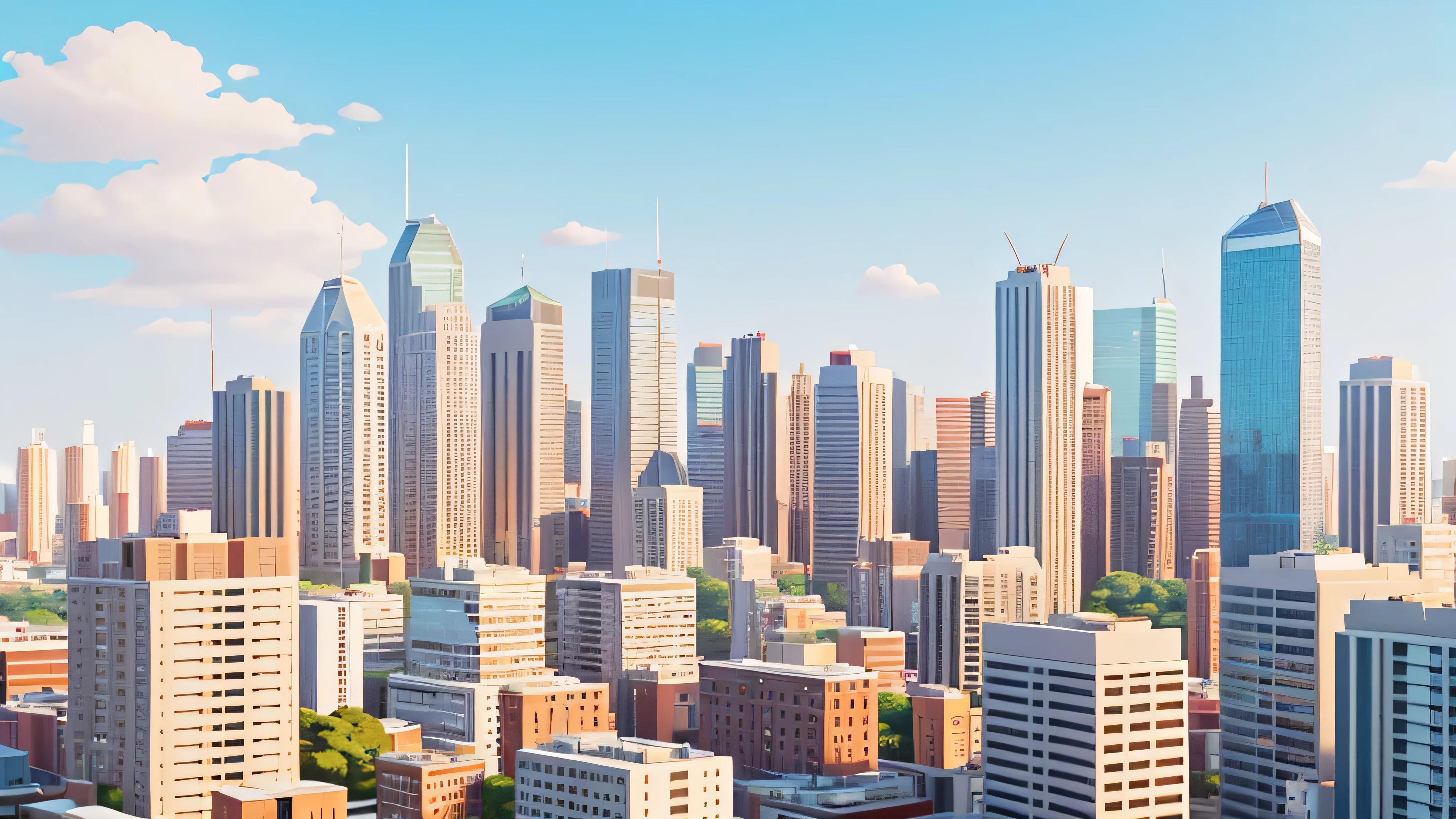 a vector illustration, city, tall buildings, CityLine, minimalistic, background wallpaper
