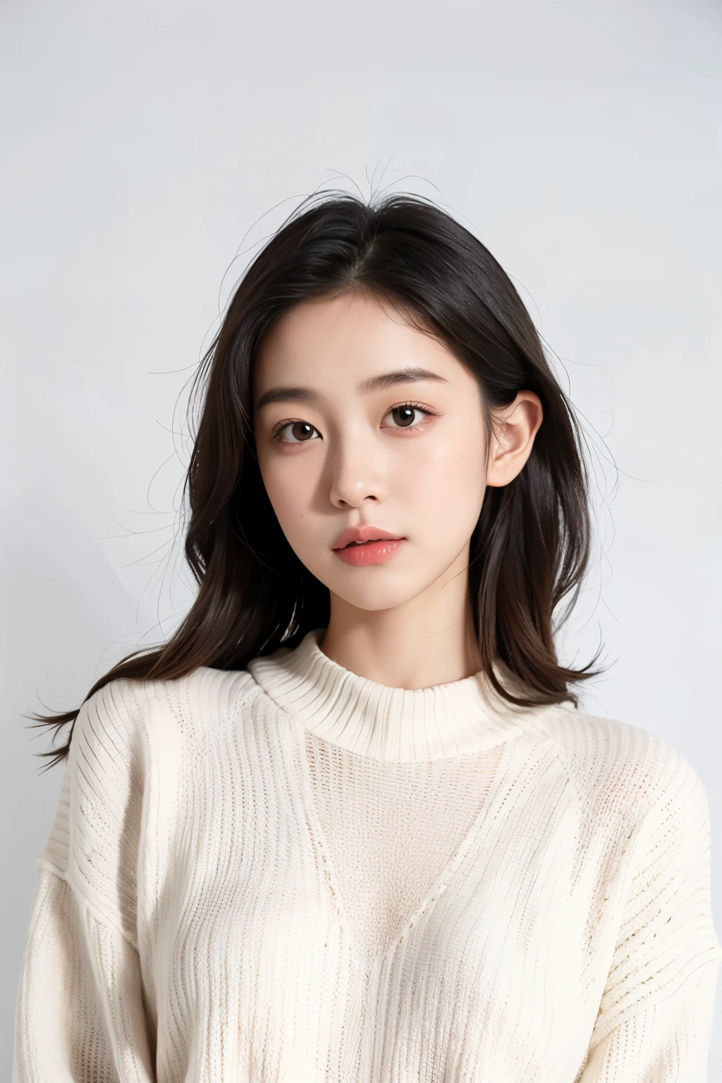 1girl,sweater,white background,