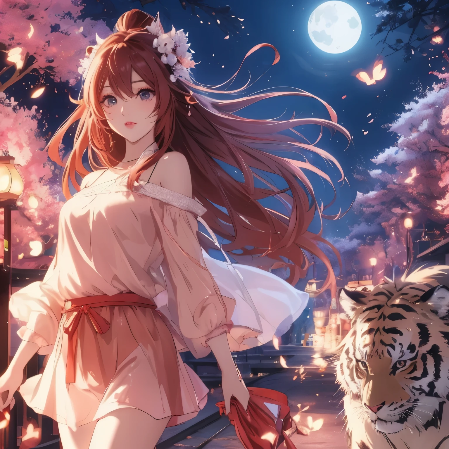Long hair anime girl walking next to tiger, anime style 4 k, Beautiful anime, 4kanime wallpaper, 4k comic wallpaper, hd anime wallpaper, anime art wallpaper 8k, anime wallpaper4k, anime wallpaper4K, anime art wallpaper 4k, Anime Art Wallpaper 4k, anime wallpaper, beautiful anime style, anime style. 8k