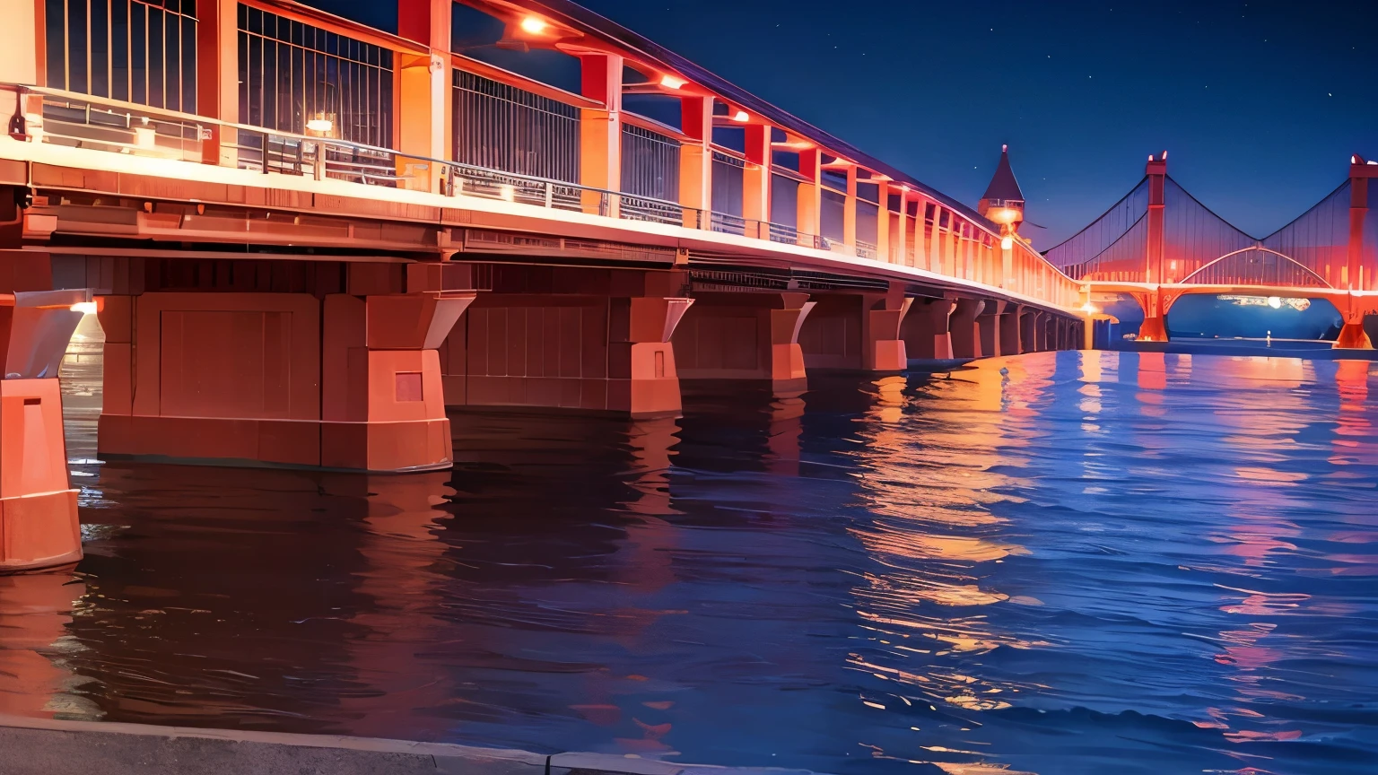 Big Red Gate Bridge at night