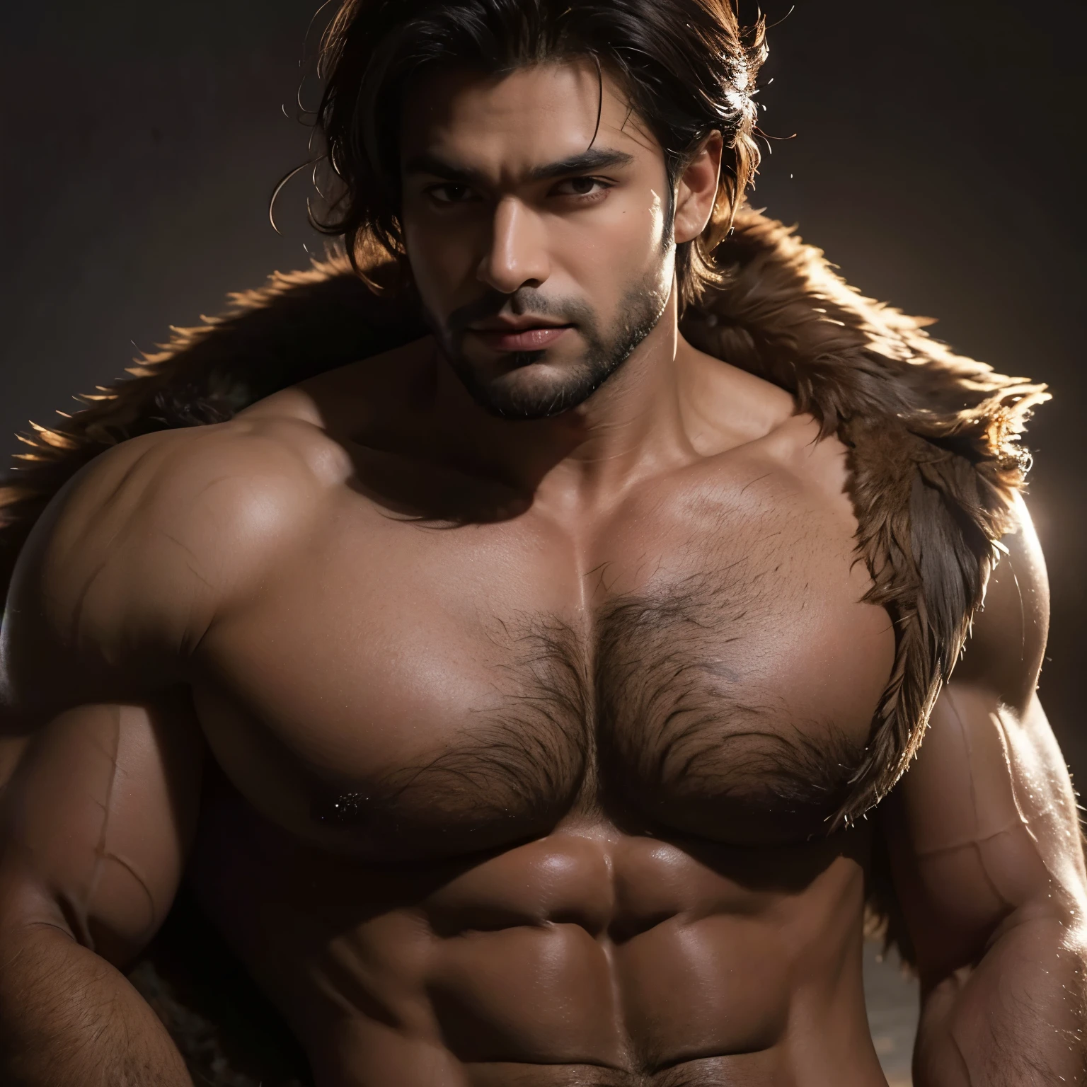 Draw a brown male werewolf with big breasts