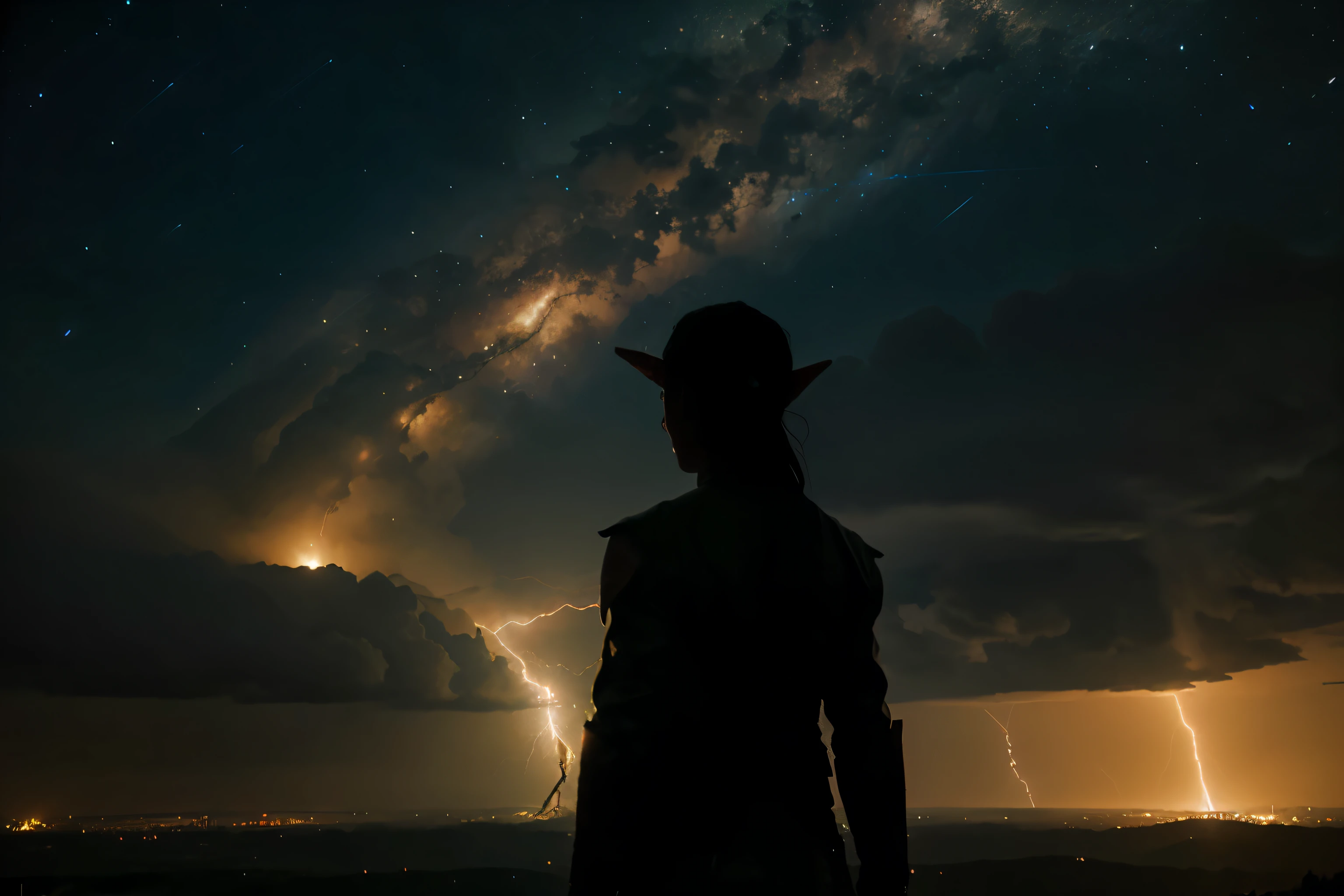Sprite and Elf: A temporary luminous event that occurs high above a thunderstorm., Appears as a flash of light or glow.