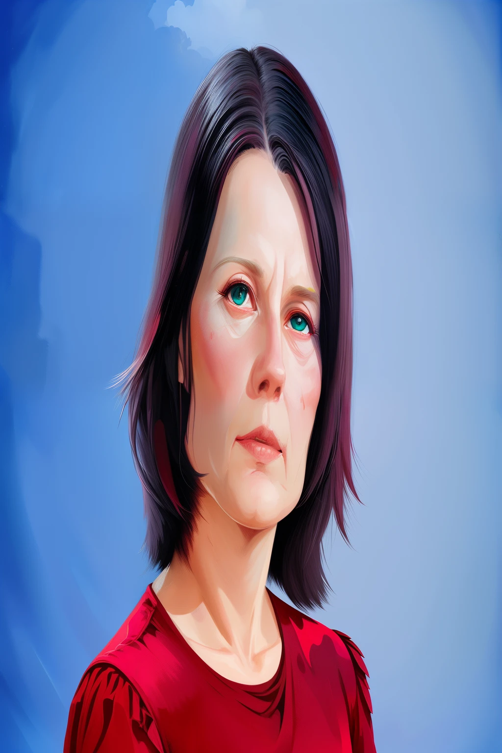 Da ist eine Frau mit einem roten Hemd und Ohrringen, jenni pasanen, magdalena andersson, linn olofsdotter, daniela uhlig, minna sundberg, katinka reinke, johanna rupprecht, kirsi salonen, Nina Trygvadottir, johannen voss, annato finnstark