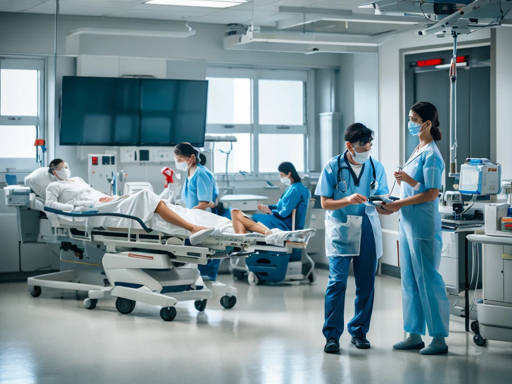 Workers, medical professionals working in hospitals, 8k images