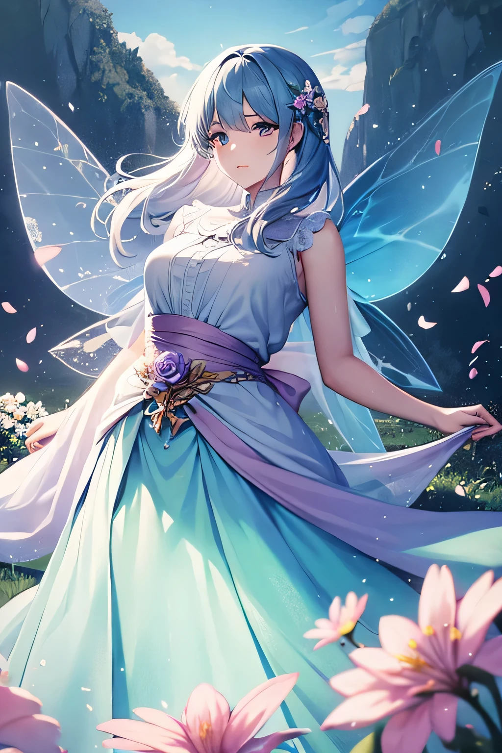 woman;flowers;long skirt;cool;Fairy spirit fluttering