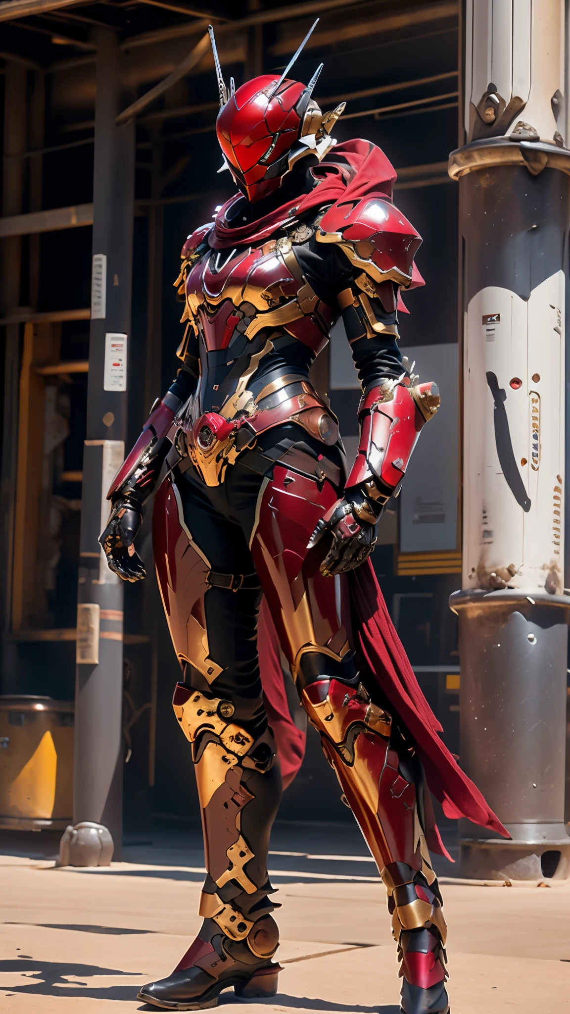 A woman adorned in fantasy-style full-body armor, a crown-concept fully enclosed helmet that unveils only her eyes, a composite layered chest plate, fully encompassing shoulder and hand guards, a lightweight waist armor, form-fitting shin guards, the overall design is heavy-duty yet flexible, ((the armor gleams with a golden glow, complemented by red and blue accents)), exhibiting a noble aura, she floats above a fantasy-surreal high-tech city, this character embodies a finely crafted fantasy-surreal style armored hero in anime style, exquisite and mature manga art style, (Queen bee mixed with Spider concept Armor, plasma, blood), ((Element, energy, elegant, goddess, femminine:1.5)), metallic, high definition, best quality, highres, ultra-detailed, ultra-fine painting, extremely delicate, professional, anatomically correct, symmetrical face, extremely detailed eyes and face, high quality eyes, creativity, RAW photo, UHD, 32k, Natural light, cinematic lighting, masterpiece-anatomy-perfect, masterpiece:1.5