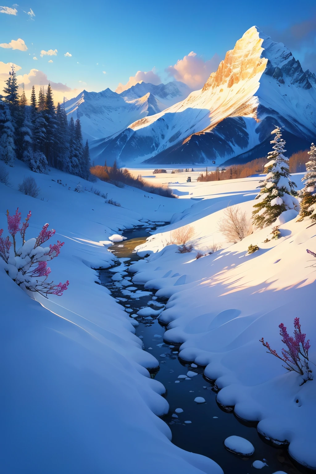 Scenery photos，snow mountain，flowers，System