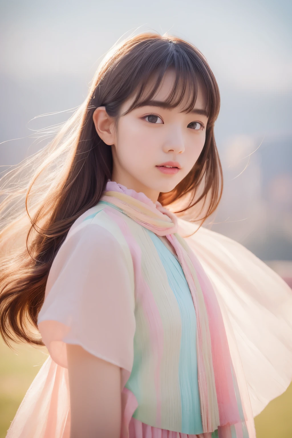 Dried flower、beautiful japanese girl。Creates a high-quality feminine image with an innovative artistic atmosphere that stands out in pastel colors。she has her own fashion style、Wearing bright and soft pastel colored costumes。Against the backdrop of a fantastic and magical landscape.、Interwoven with pastel light and abstract elements。her pose is sophisticated.、Gives natural movement and dynamism。。Attractive effects of light and shadow、The detailed faces and expressions are full of emotion.、Full of charm...。The overall atmosphere is modern and innovative., still、Has a unique artistic touch.。This high quality image、The pastel colors look beautiful、Arouses visual stimulation and aesthetic sense、capture the audience's interest、you will be surprised。Create works that incorporate the vibrancy of pastel colors and artistic elements。